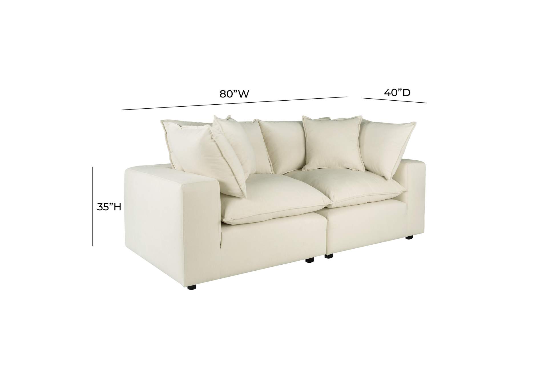 Cali Natural Performance Fabric Modular Loveseat image 8