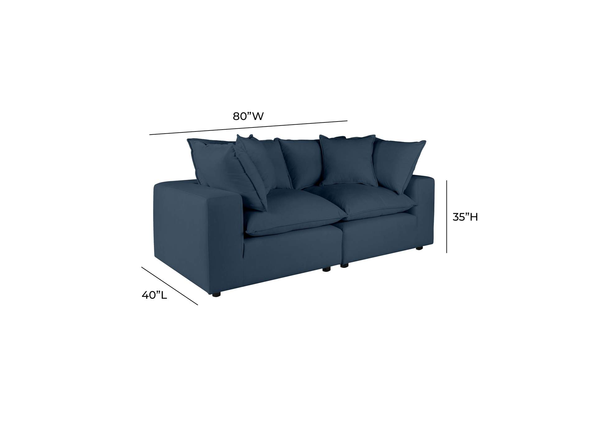 Cali Navy Performance Fabric Modular Loveseat image 8