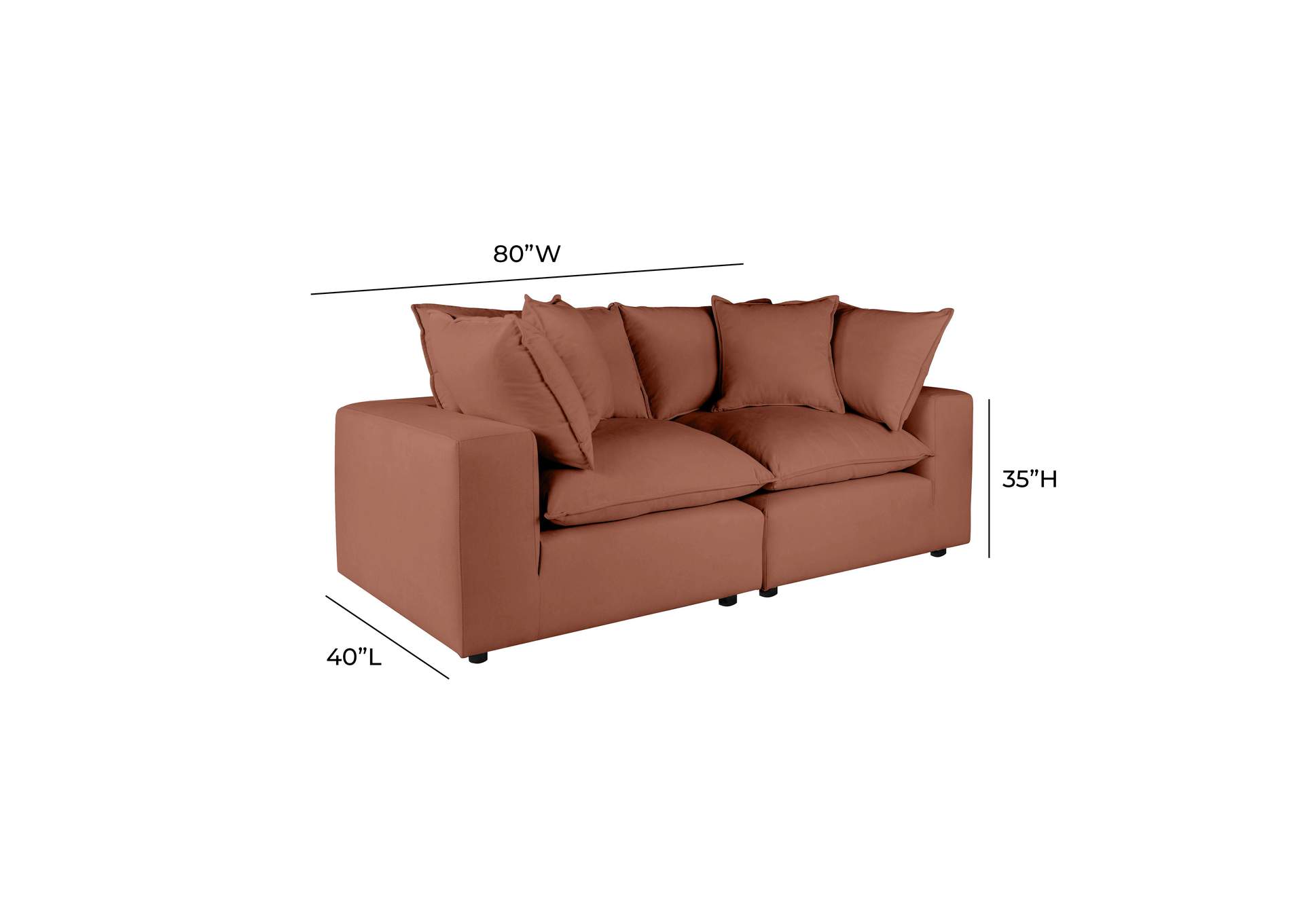 Cali Rust Performance Fabric Modular Loveseat image 8