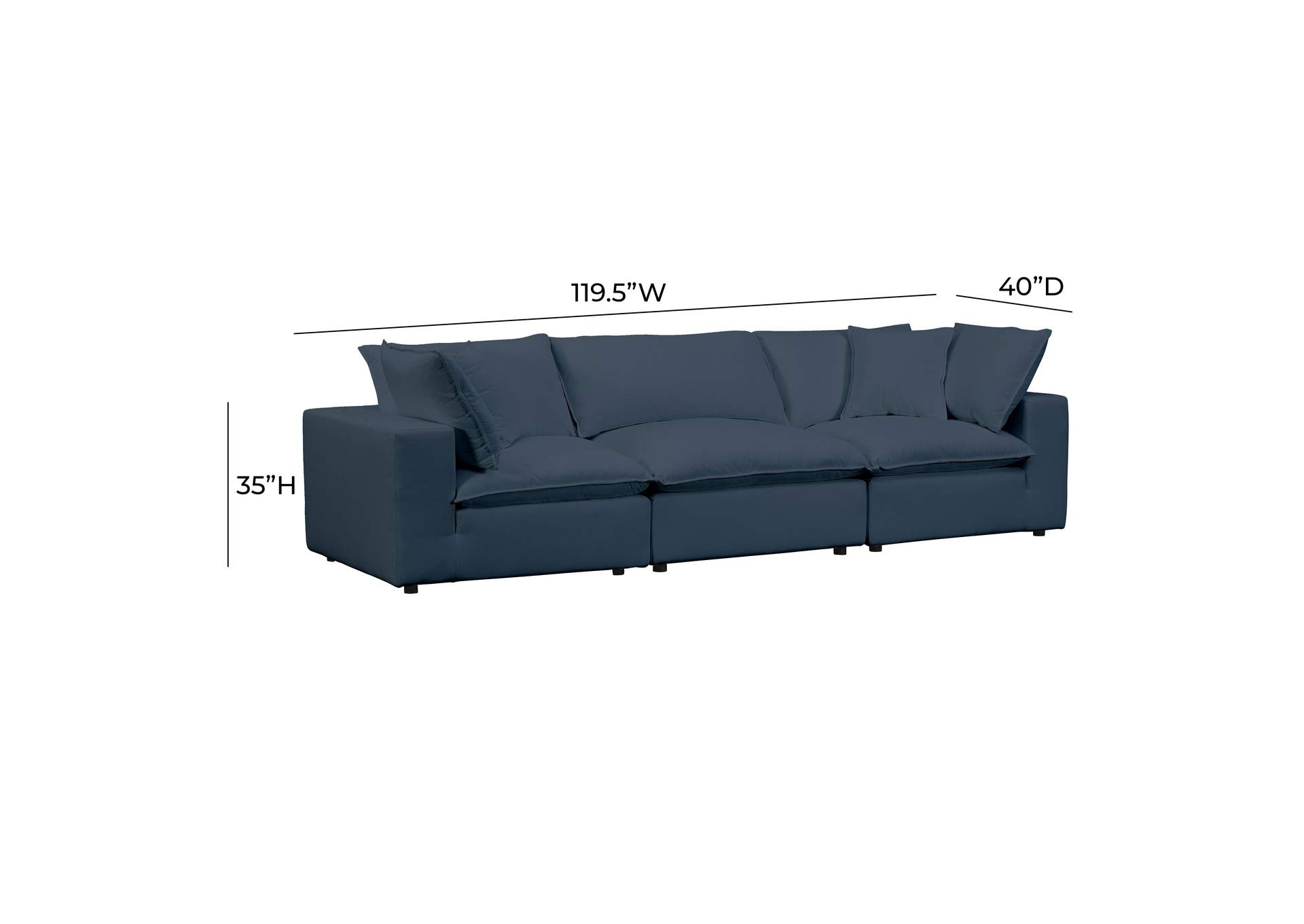 Cali Navy Performance Fabric Modular Sofa image 8