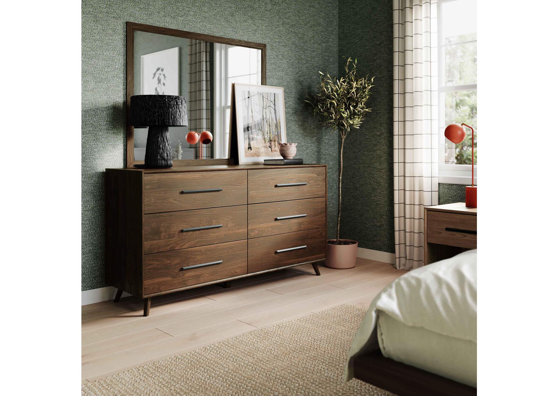 Emery Walnut 6 Drawer Dresser image 3