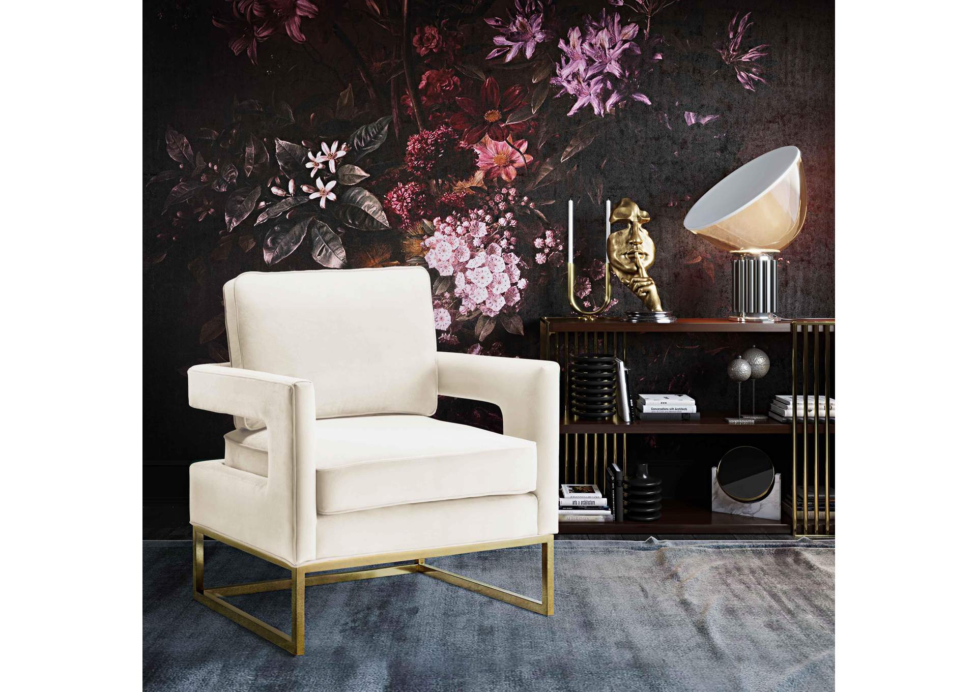 Avery Cream Velvet Chair image 1