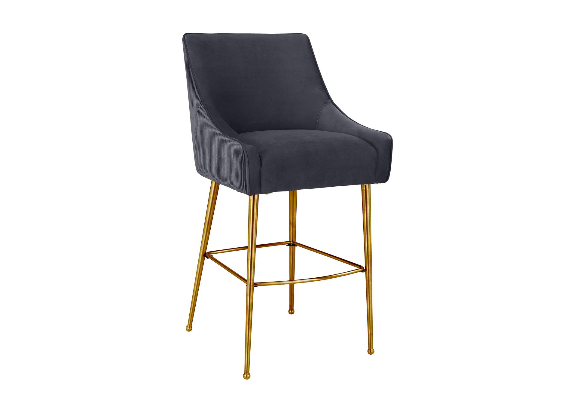 Beatrix Pleated Dark Grey Velvet Counter Stool image 1