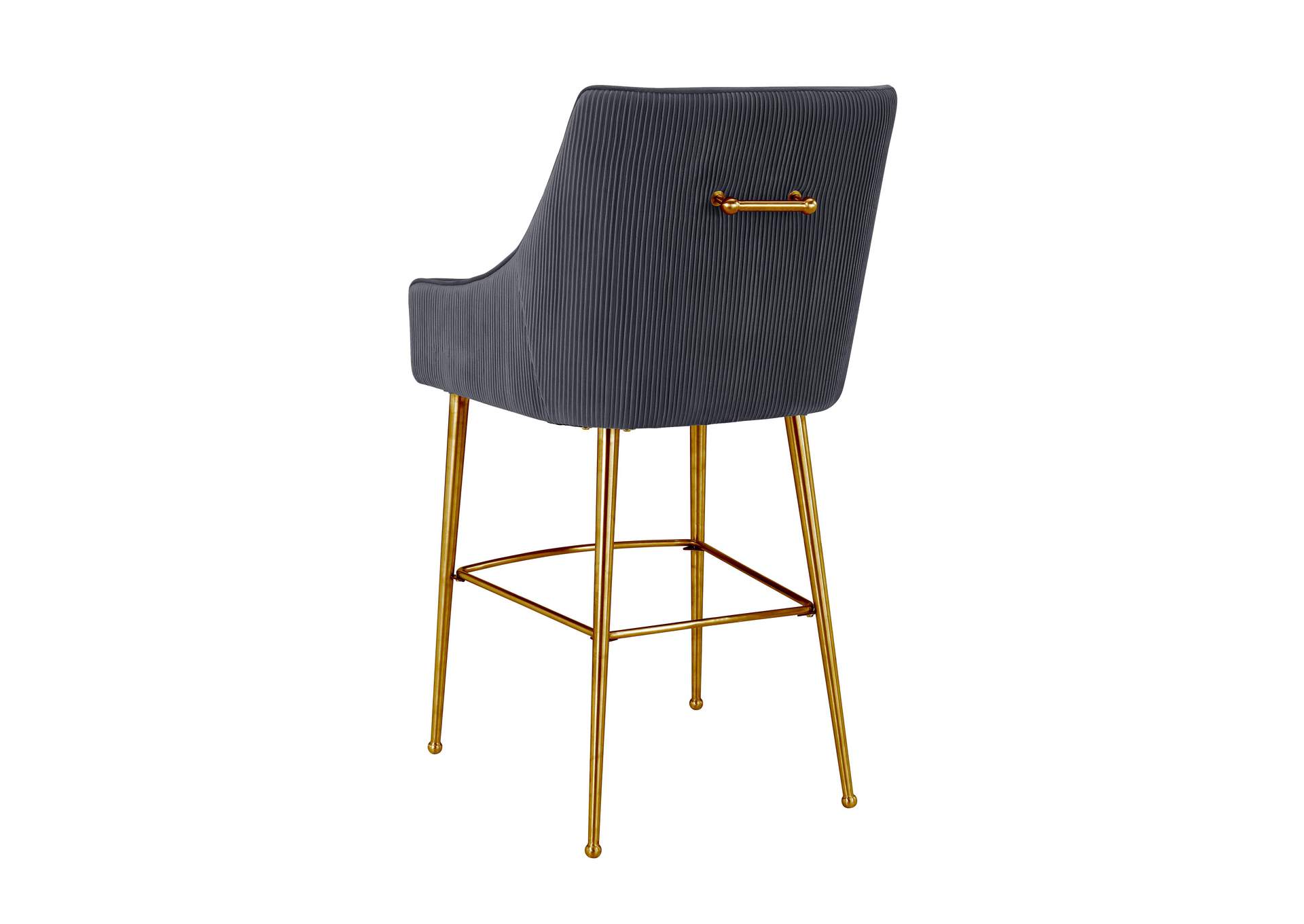 Beatrix Pleated Dark Grey Velvet Counter Stool image 5