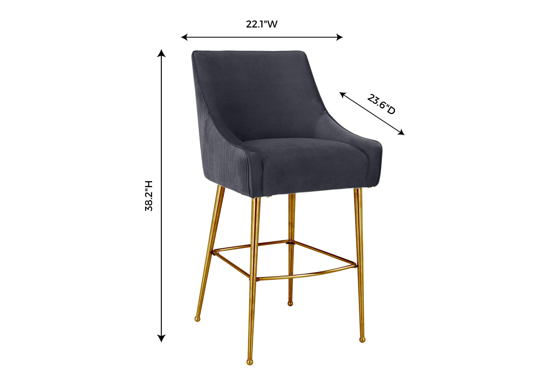 Beatrix Pleated Dark Grey Velvet Counter Stool image 7