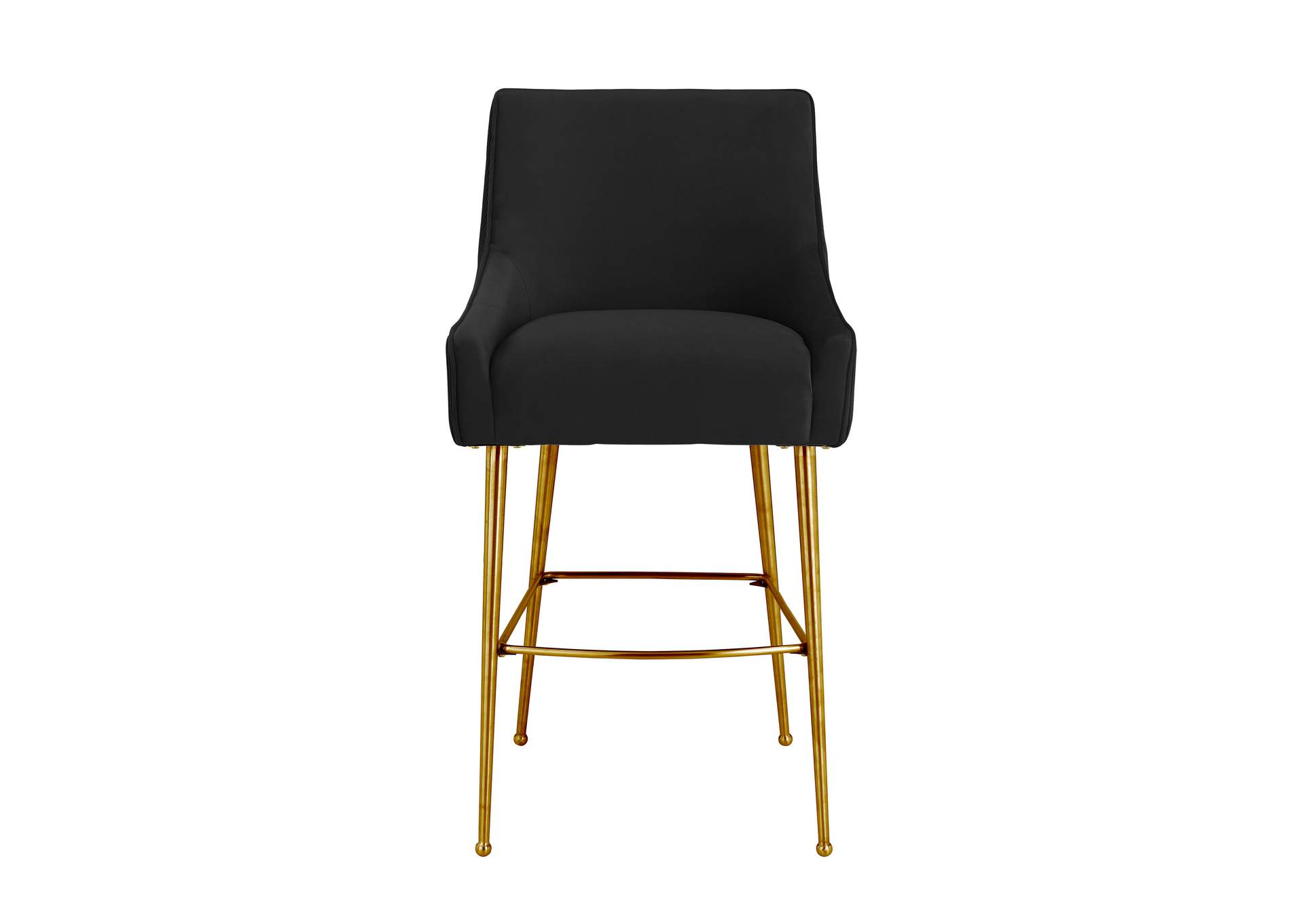 Beatrix Pleated Black Velvet Bar Stool image 3