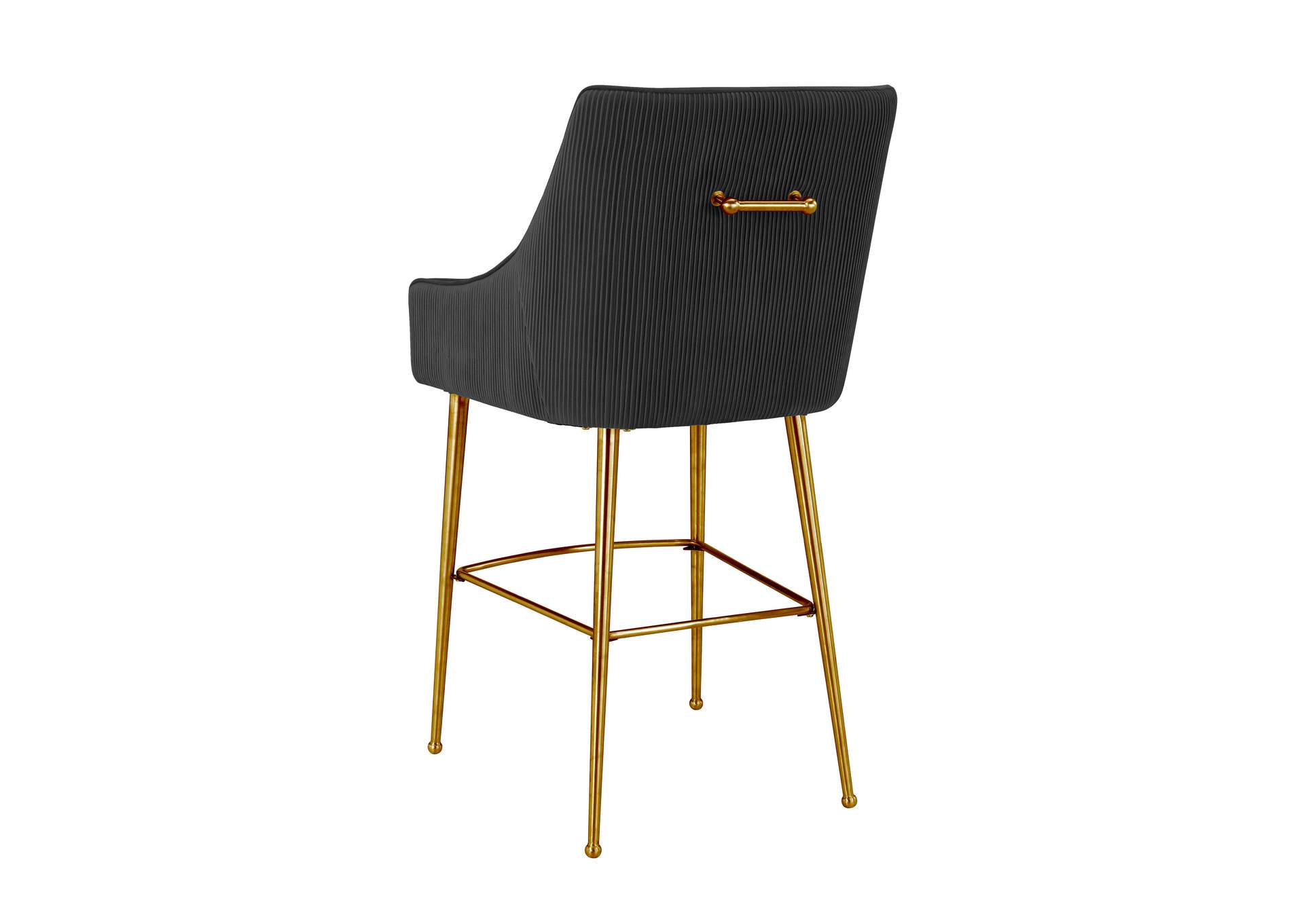 Beatrix Pleated Black Velvet Bar Stool image 4