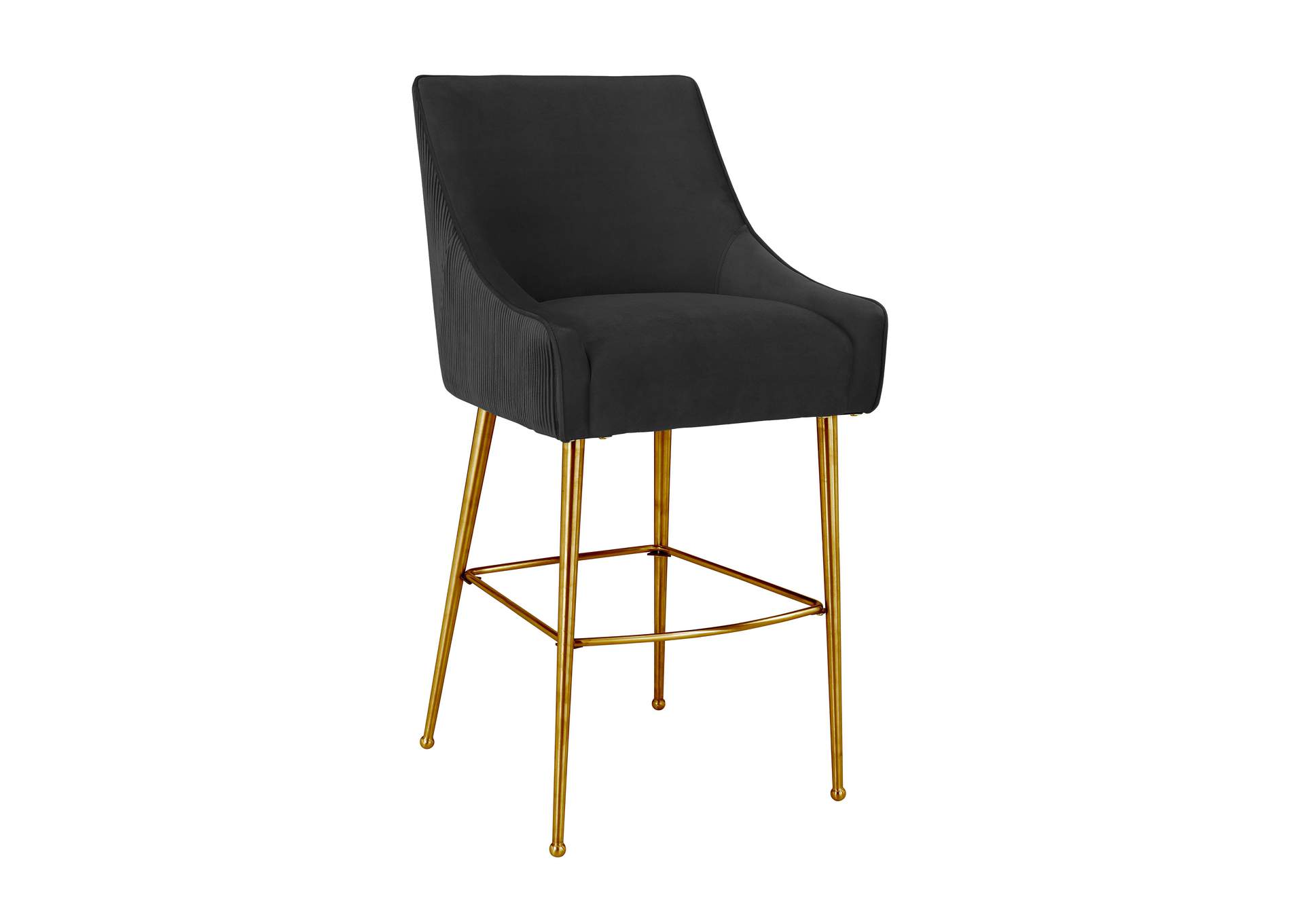 Beatrix Pleated Black Velvet Counter Stool image 1