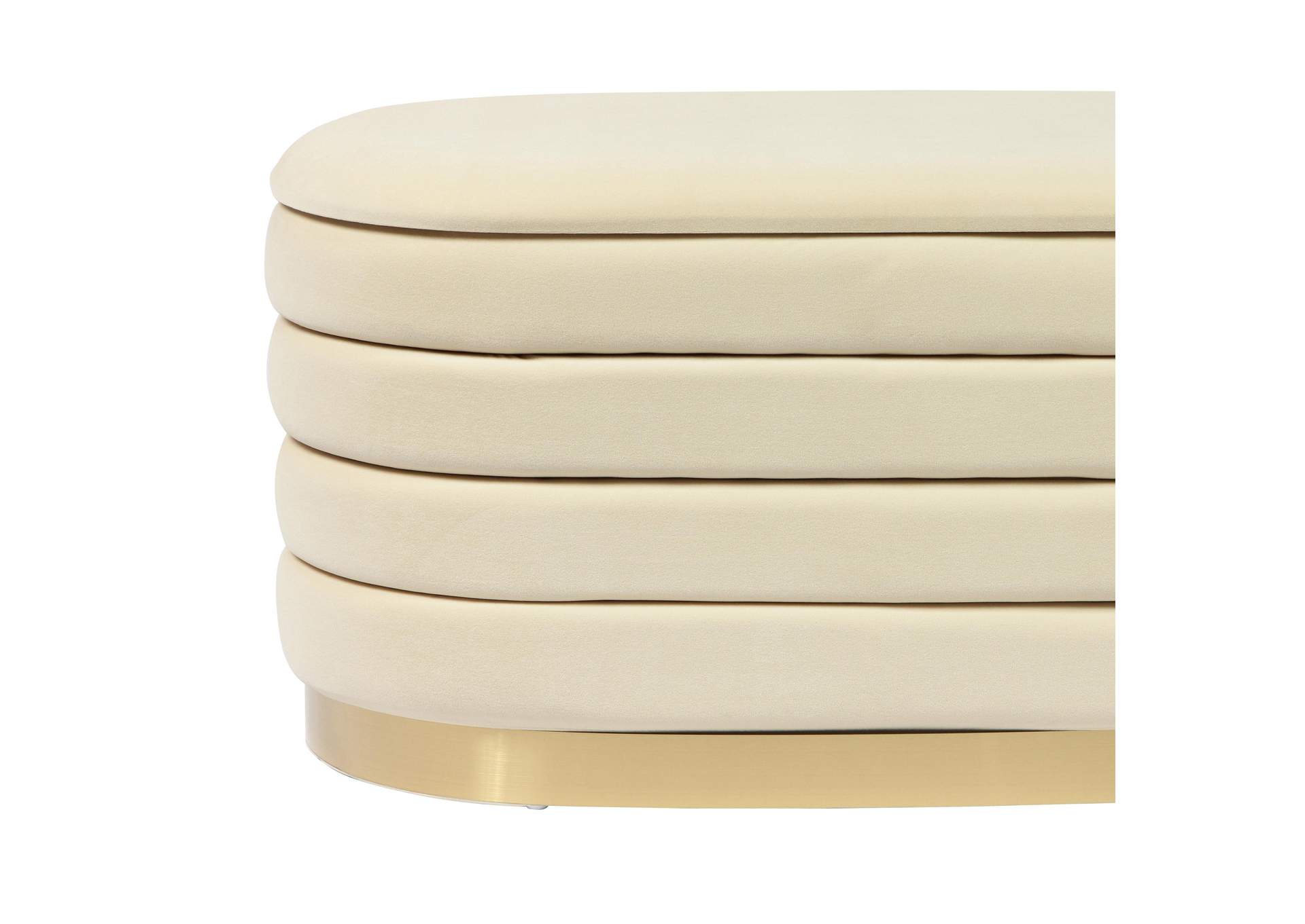 Lillian Cream Velvet Storage Bench image 1