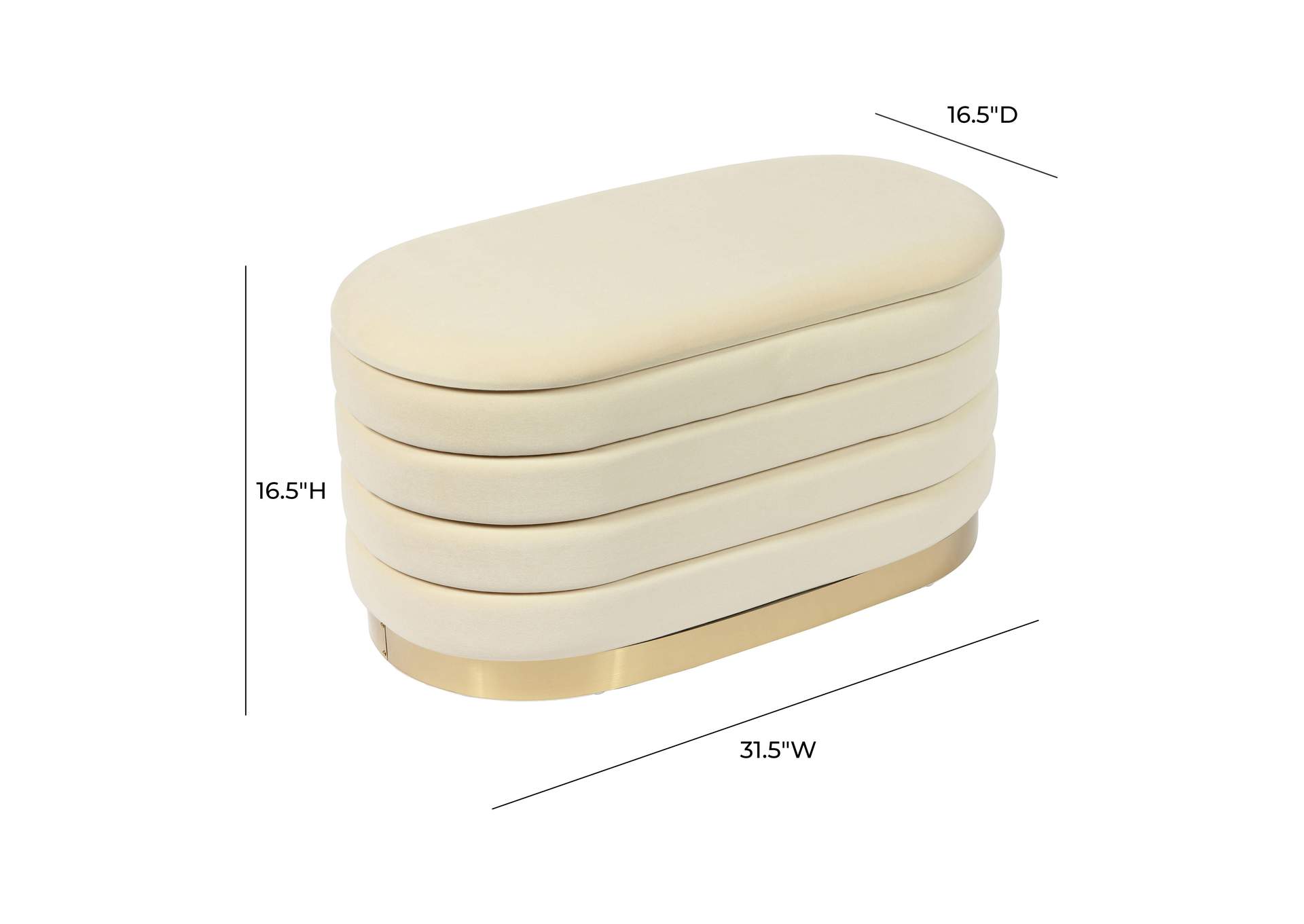 Lillian Cream Velvet Storage Bench image 3