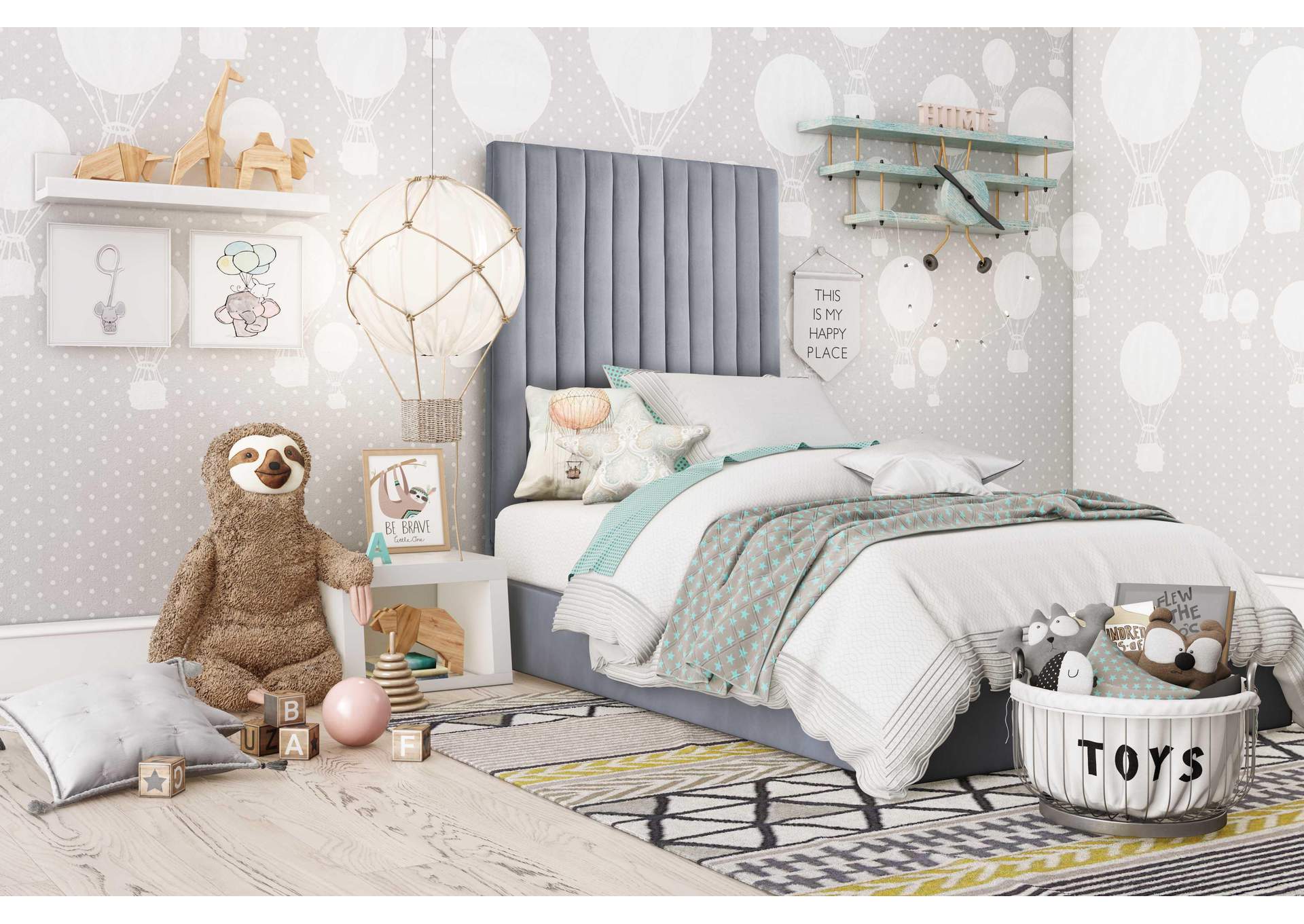 Arabelle Grey Bed Twin image 3