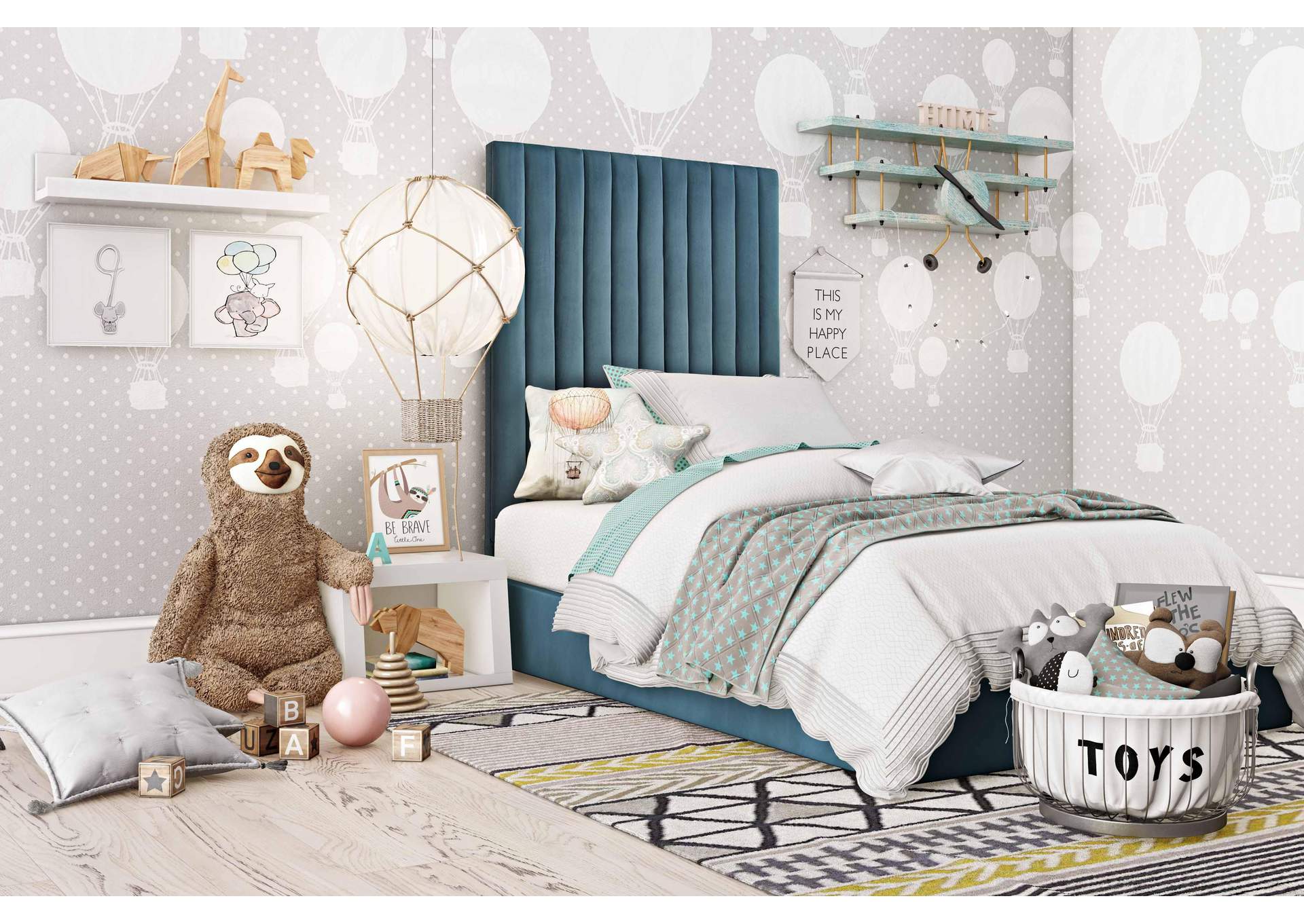 Arabelle Sea Blue Twin Bed image 4