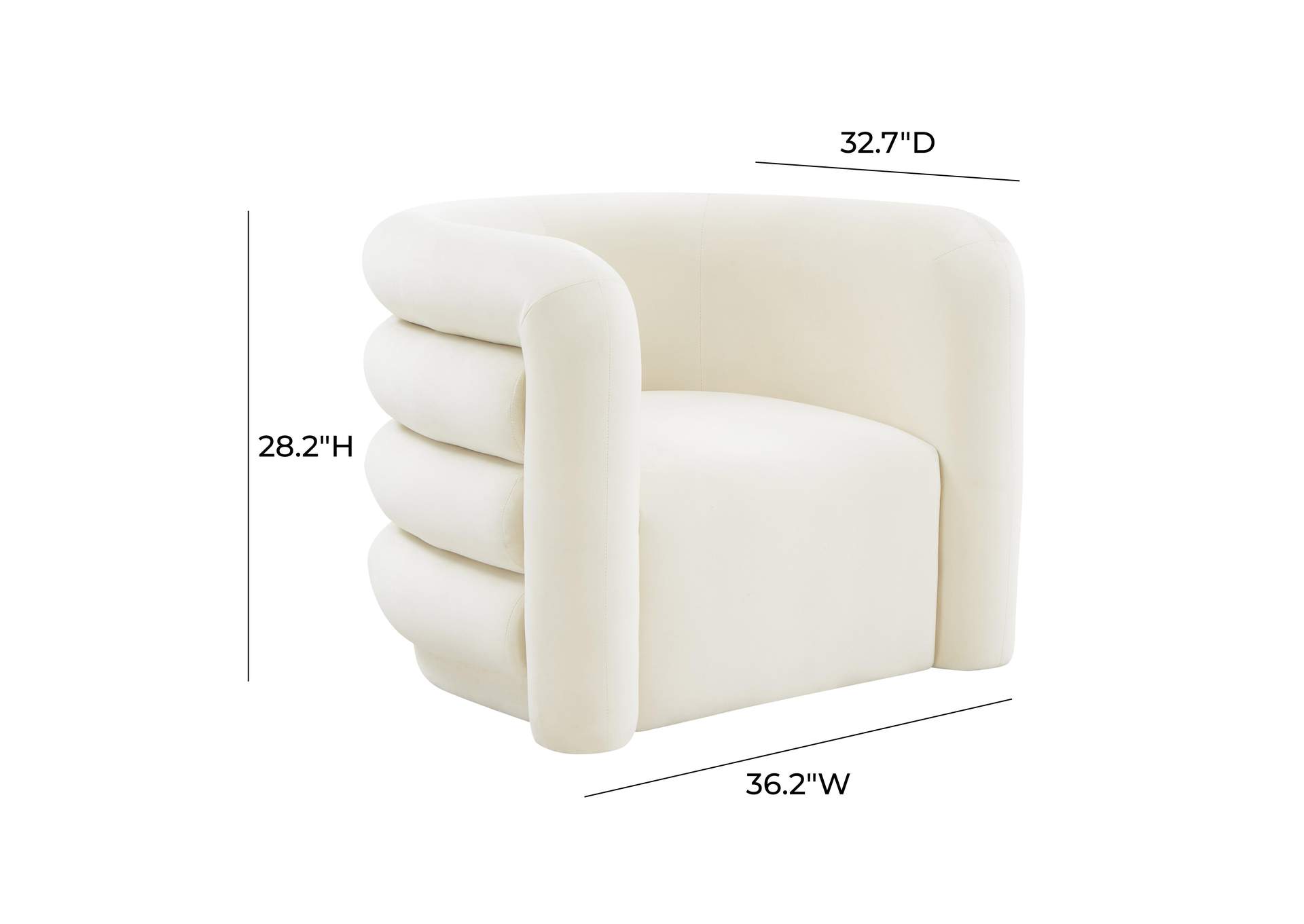 Curves Cream Velvet Lounge Chair image 5