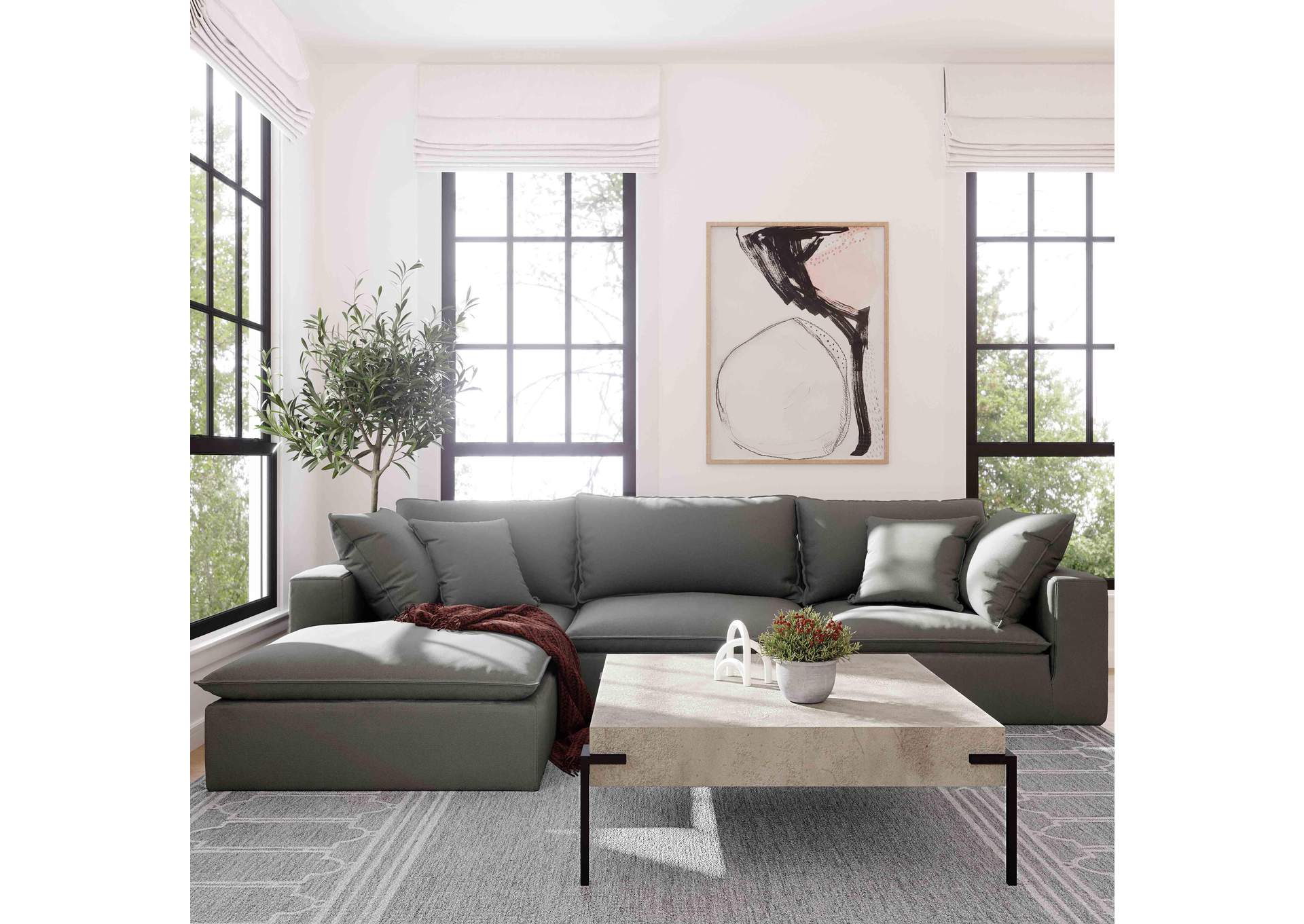 Cali Slate Performance Fabric Ottoman image 6