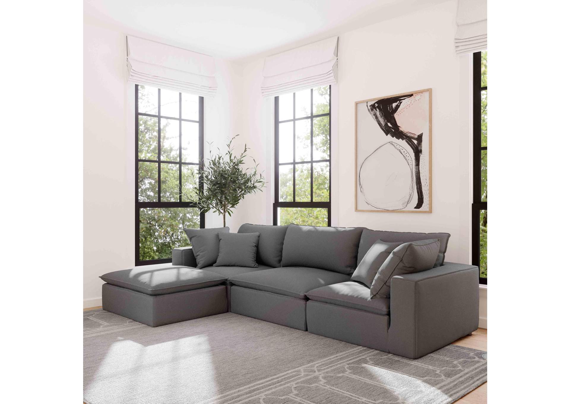 Cali Slate Performance Fabric Ottoman image 3