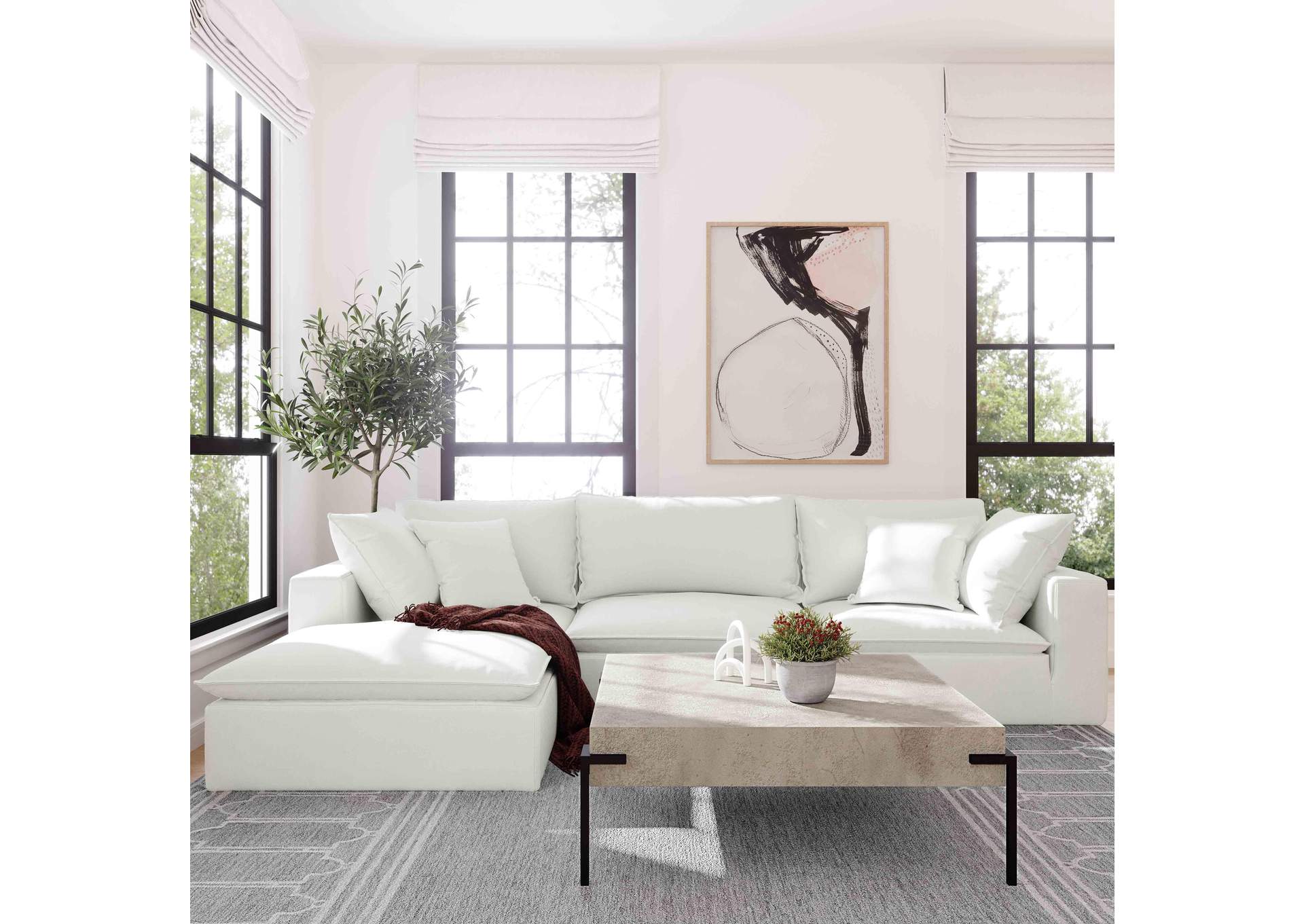 Cali Pearl Performance Fabric Ottoman image 6
