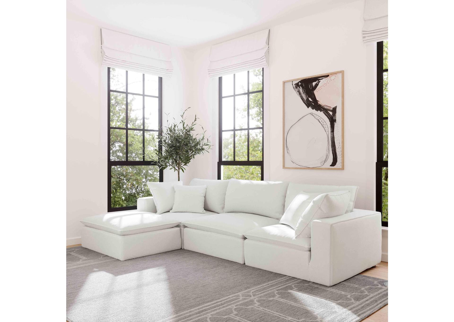 Cali Pearl Performance Fabric Ottoman image 3