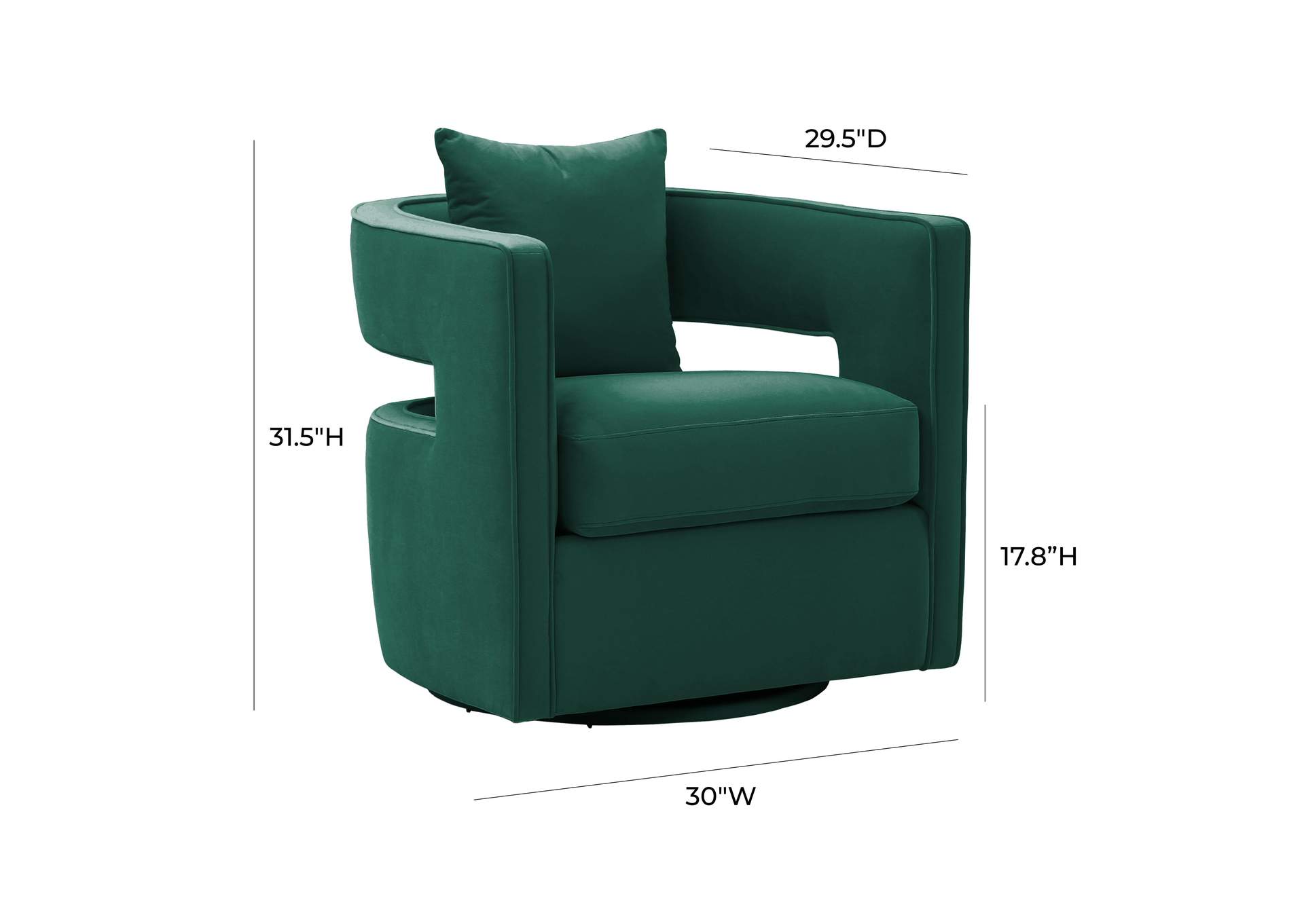 Kennedy Forest Green Velvet Swivel Chair image 5