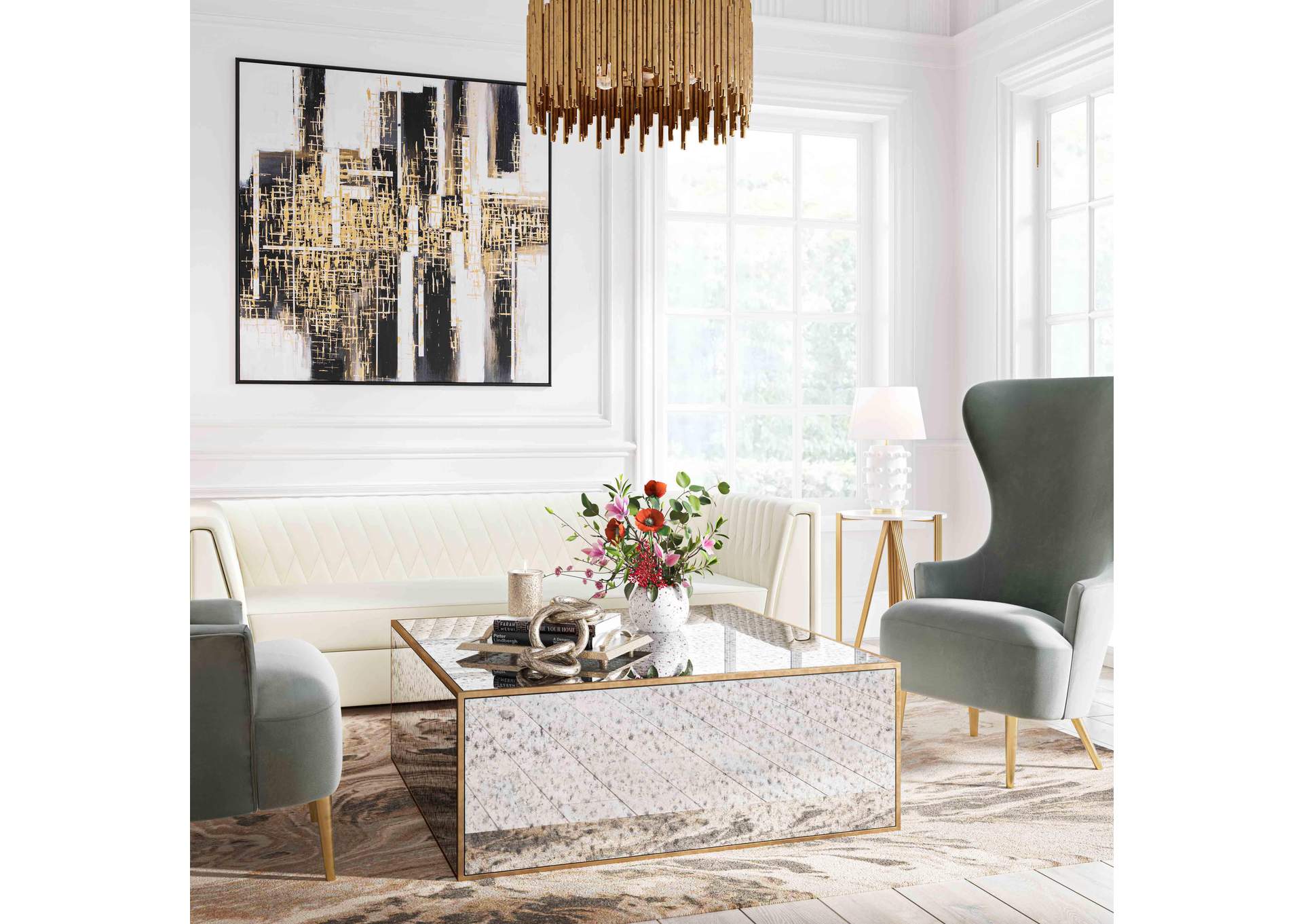 Lana Mirrored Large Coffee Table image 3