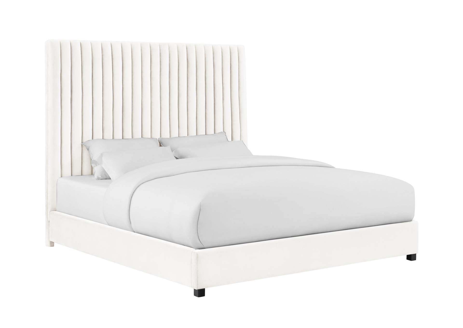 Arabelle White Velvet Queen Bed image 1