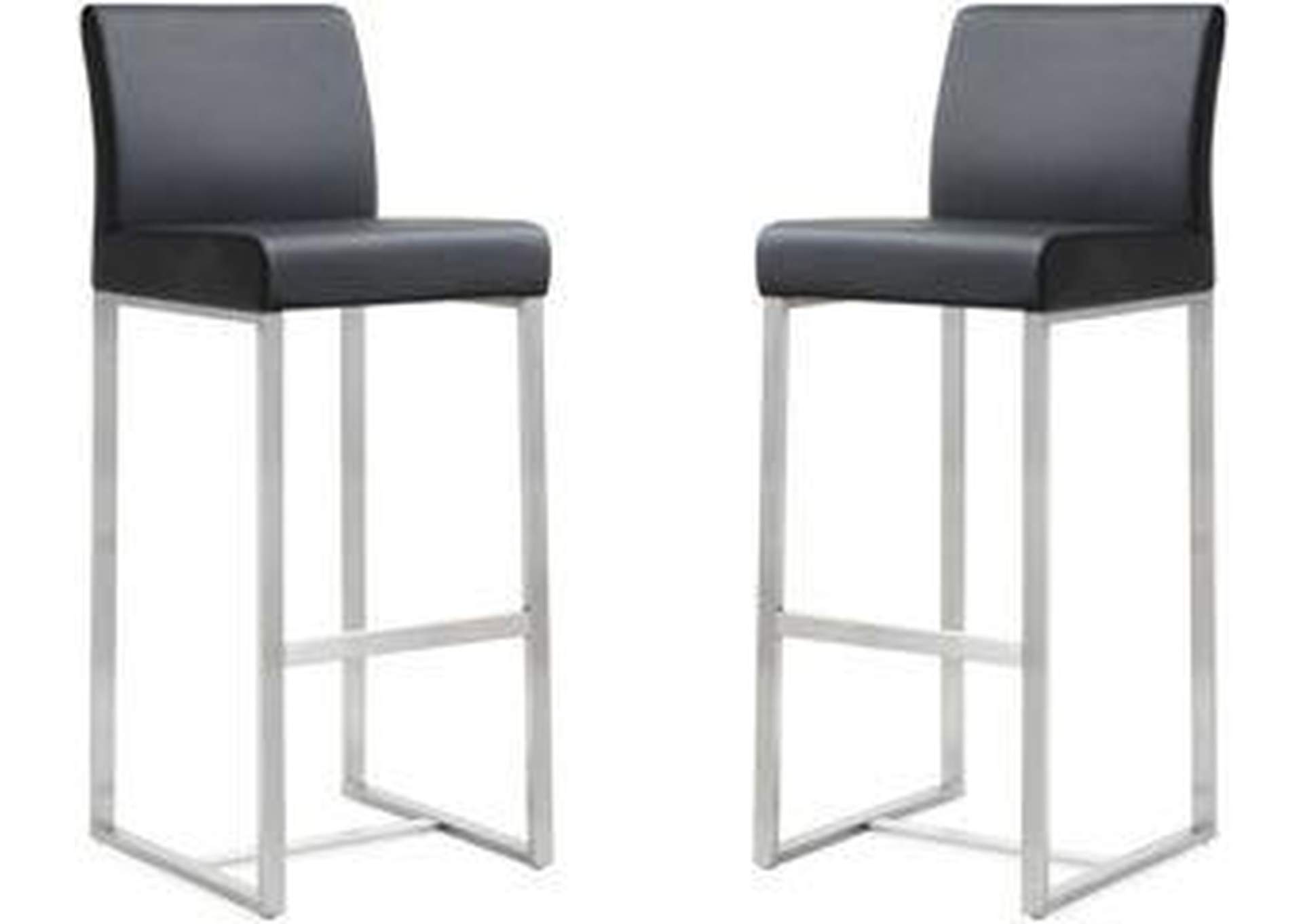 Denmark Black Performance Vegan Leather and Stainless Steel Barstool - Set of 2 image 1