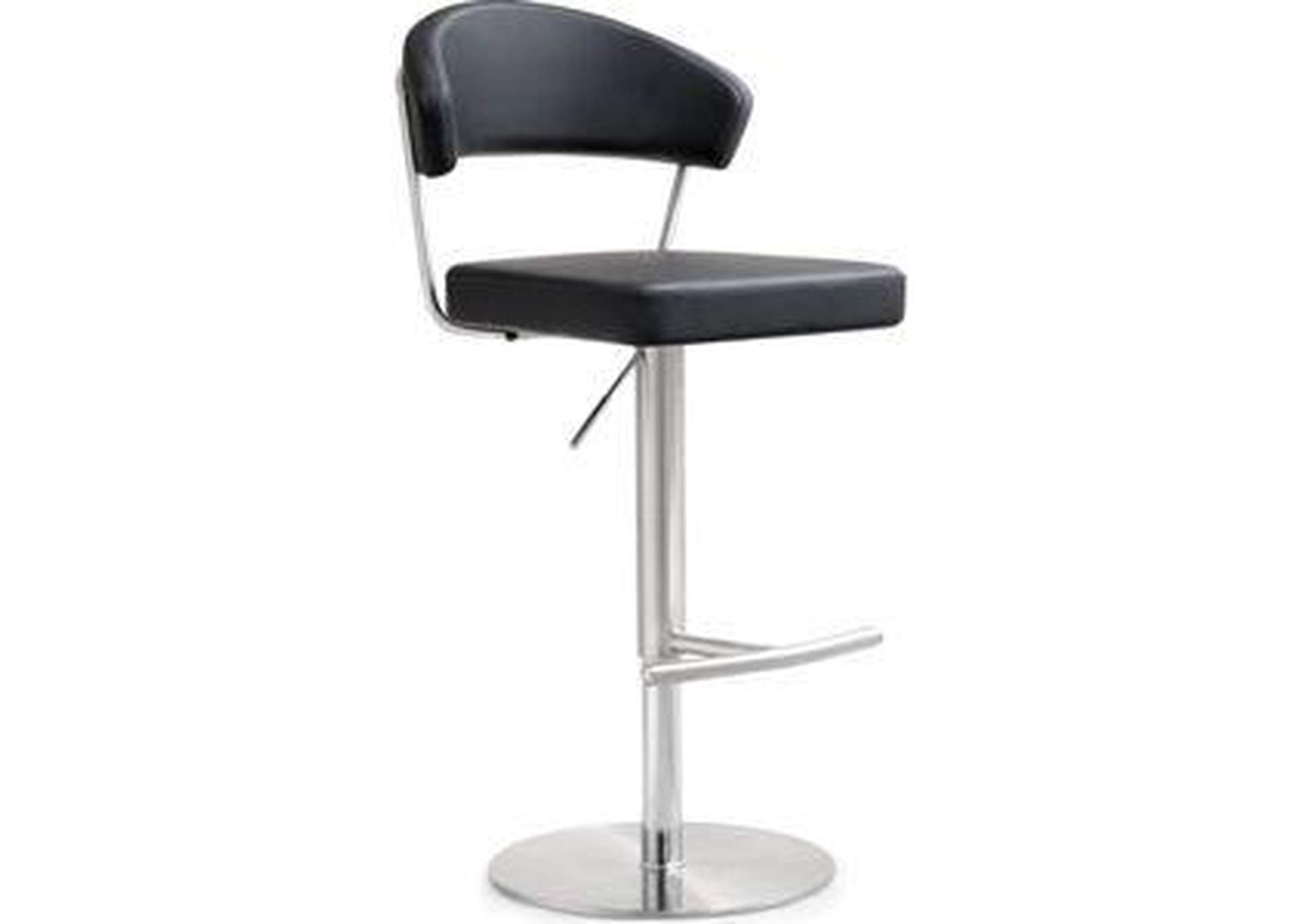 Cosmo Black Performance Vegan Leather and Stainless Steel Barstool image 1