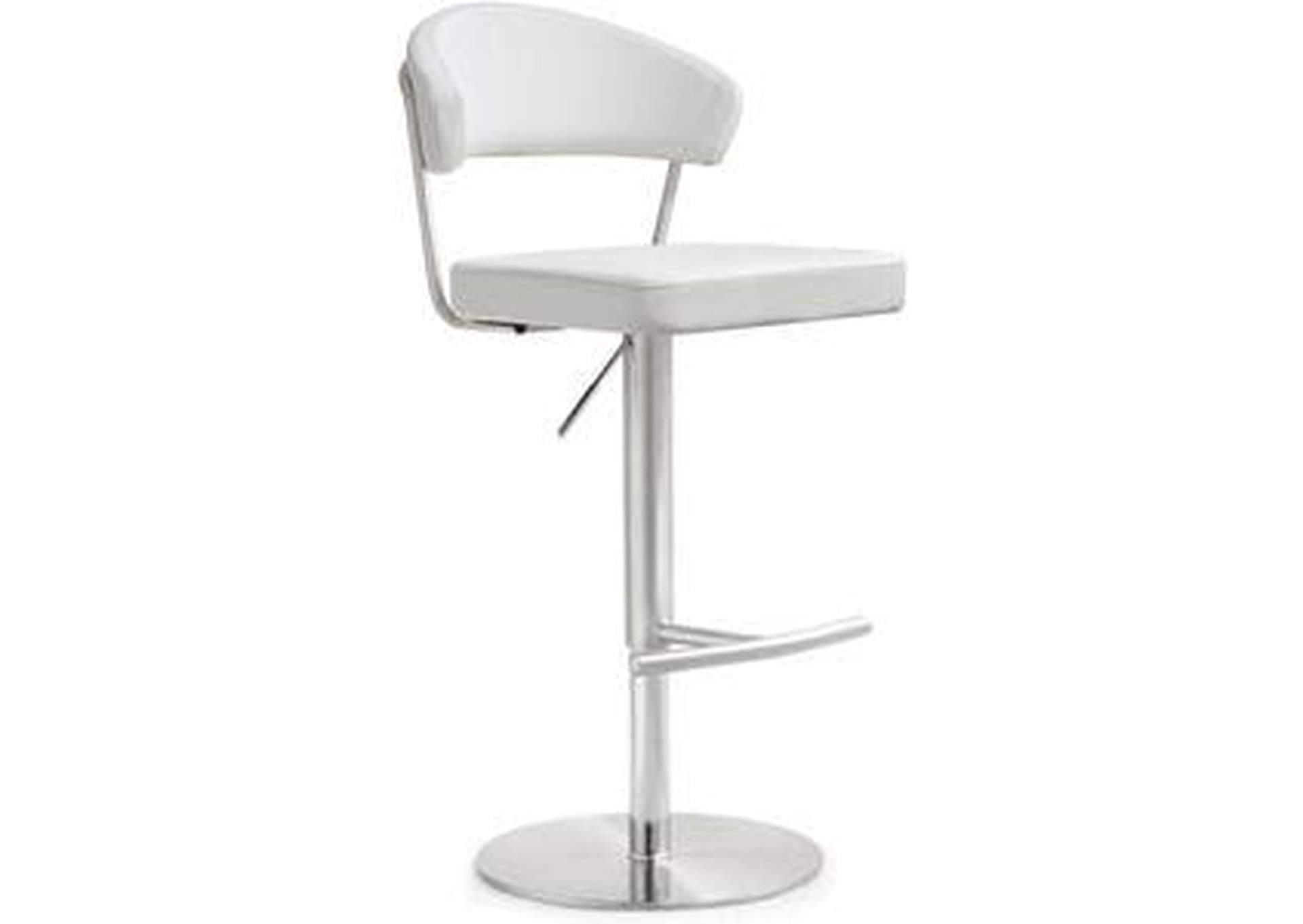 Cosmo White Performance Vegan Leather and Stainless Steel Barstool image 1