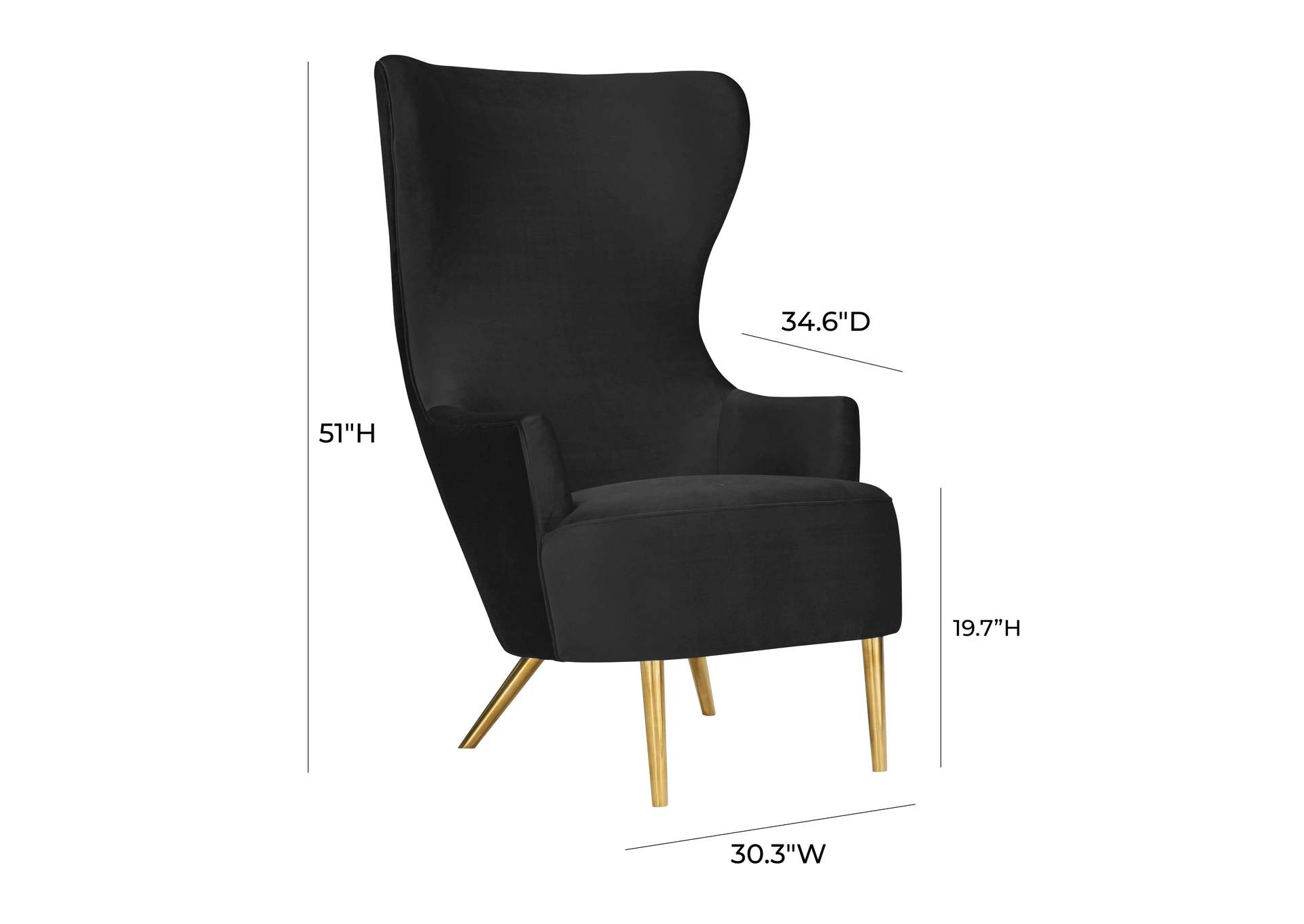 Julia Black Velvet Wingback Chair image 7