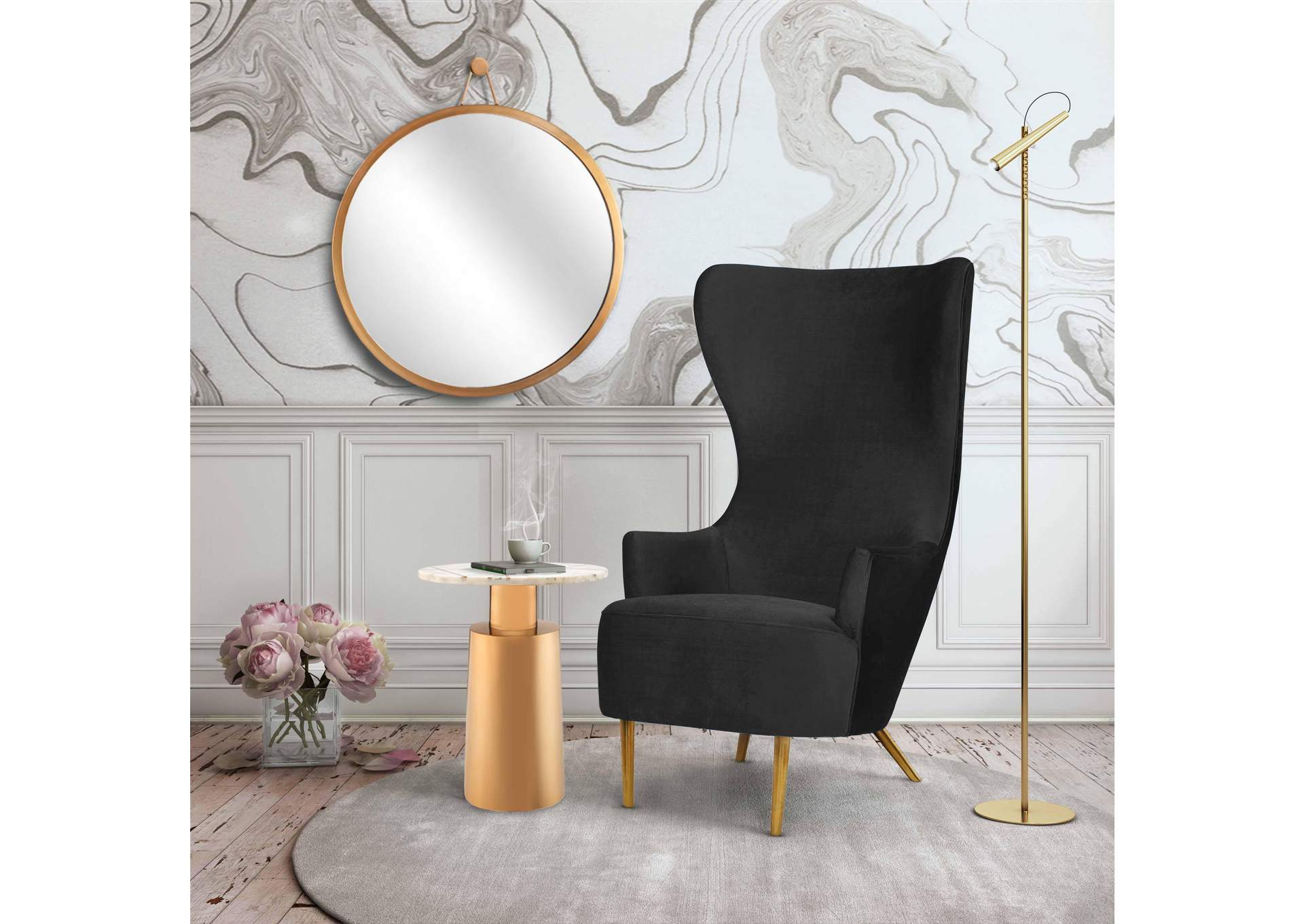 Julia Black Velvet Wingback Chair image 3