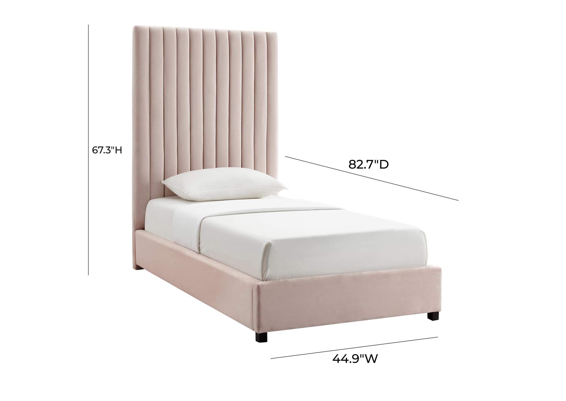 Arabelle Blush Velvet Twin Bed image 6