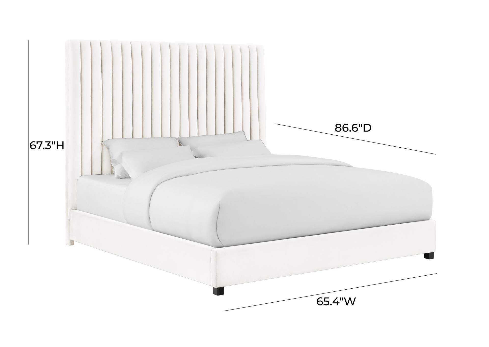 Arabelle White Velvet Queen Bed image 7