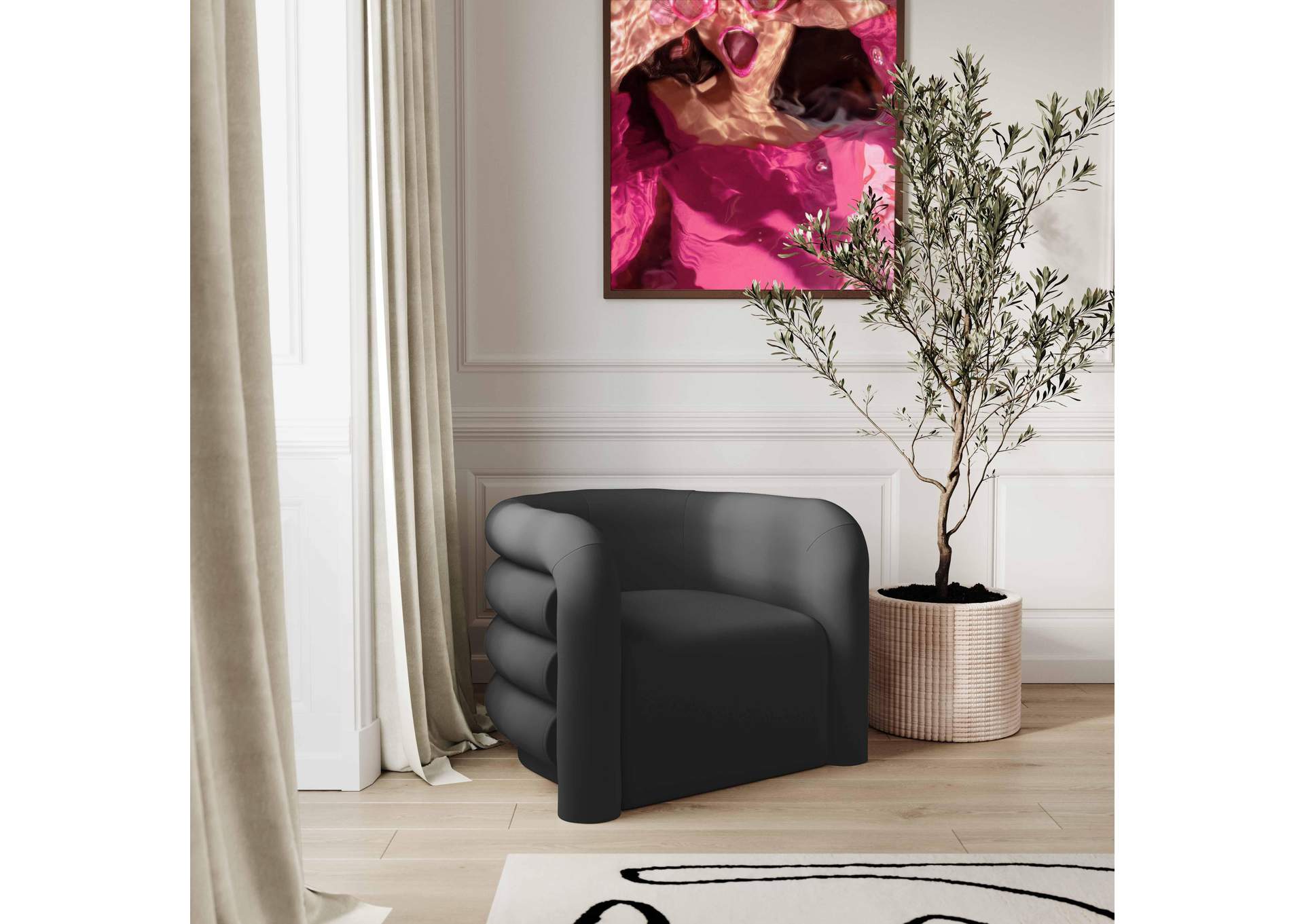 Curves Black Velvet Lounge Chair image 3
