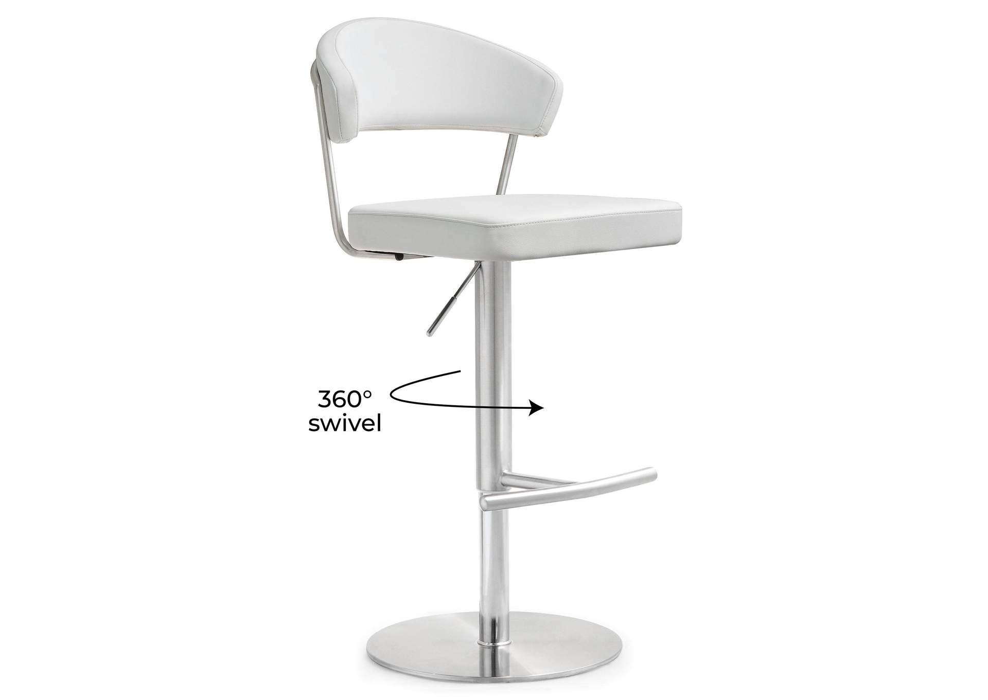 Cosmo White Performance Vegan Leather and Stainless Steel Barstool image 7