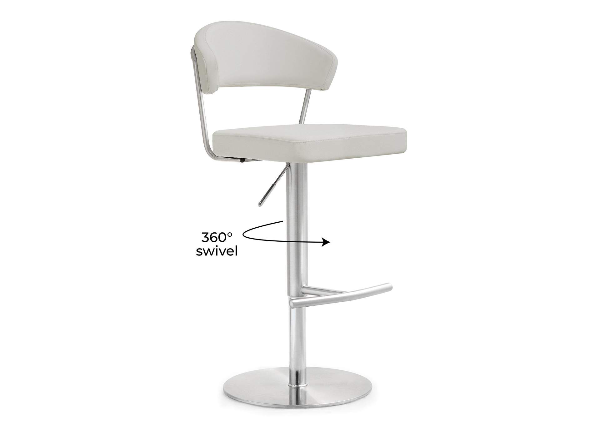 Cosmo Light Grey Performance Vegan Leather and Stainless Steel Barstool image 5