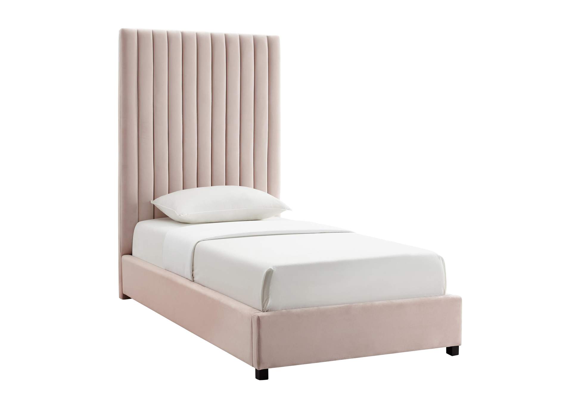 Arabelle Blush Velvet Twin Bed image 1