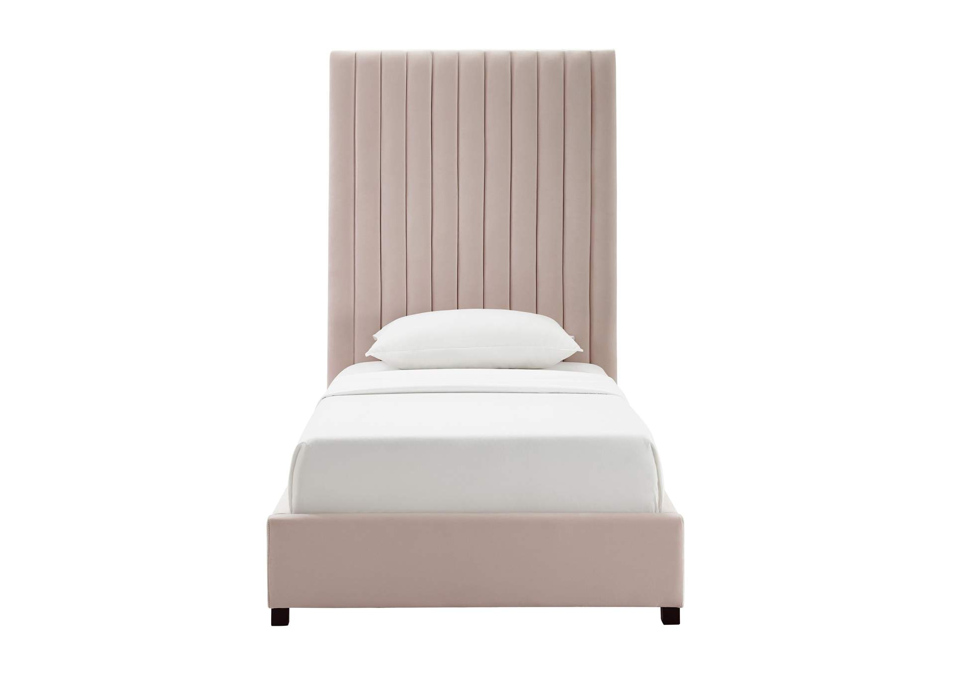 Arabelle Blush Velvet Twin Bed image 4