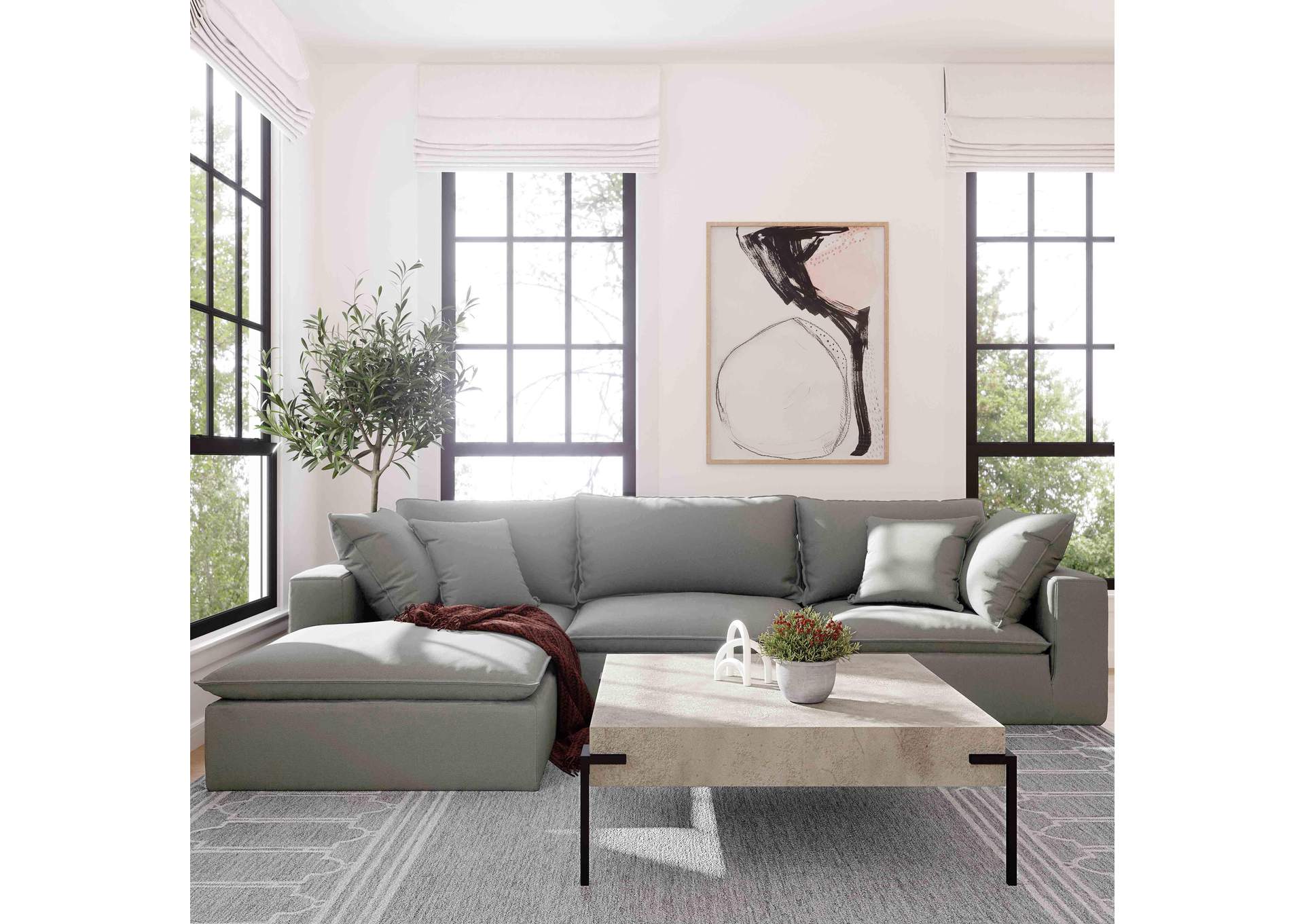 Cali Slate Performance Fabric Modular 4 Piece Sectional image 7