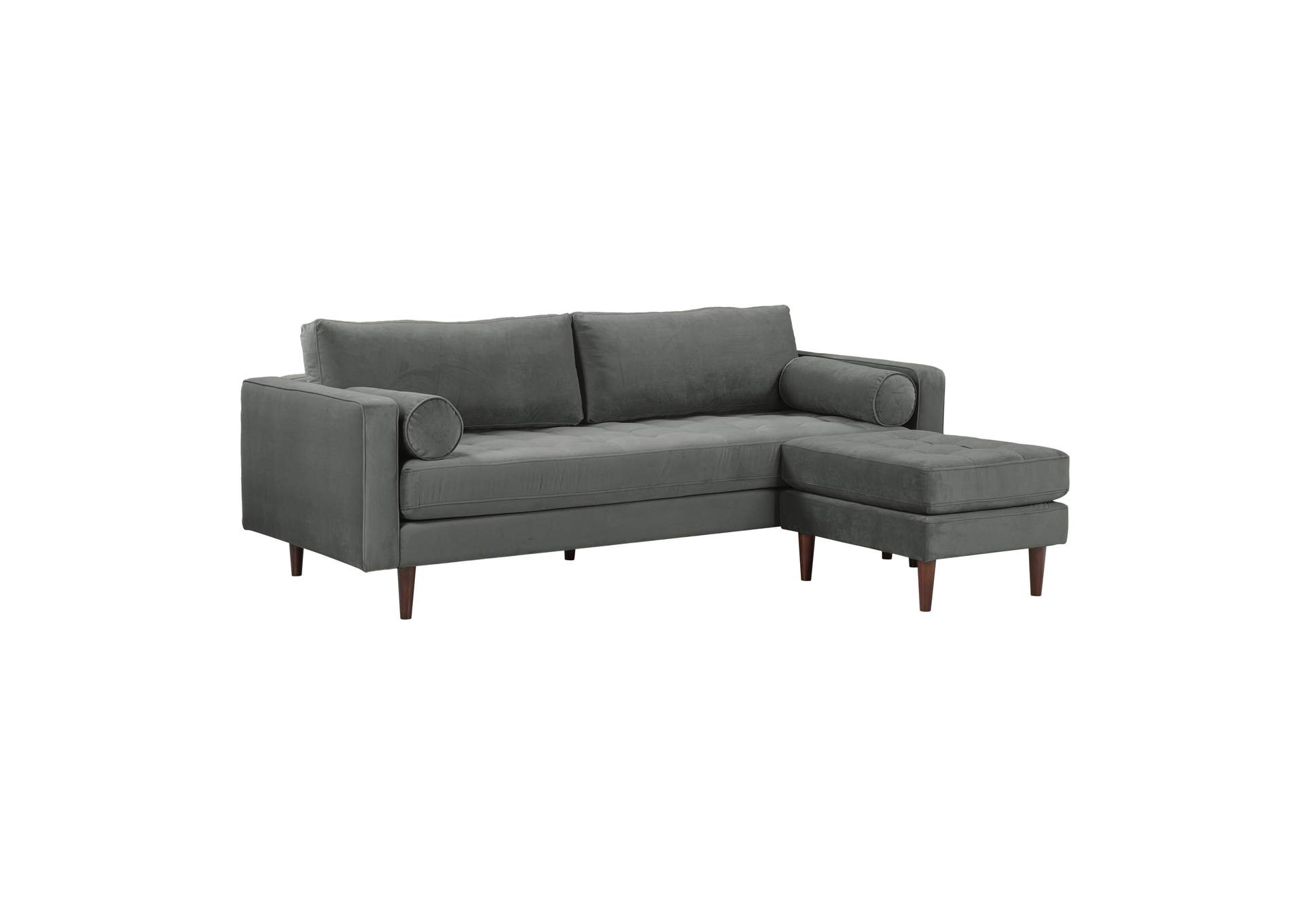 Cave Ash Gray Velvet Sectional image 1