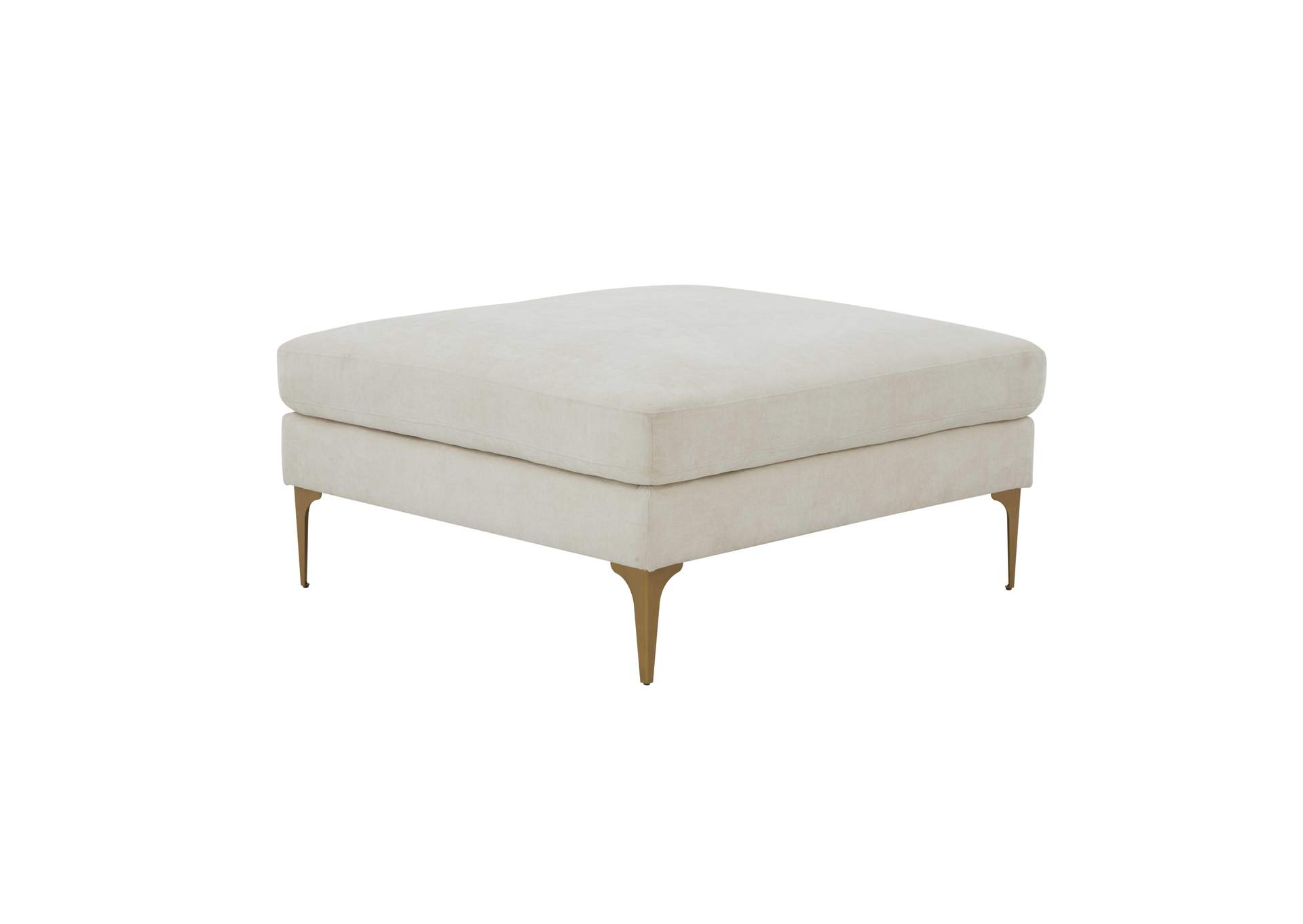 Serena Cream Velvet Ottoman image 1