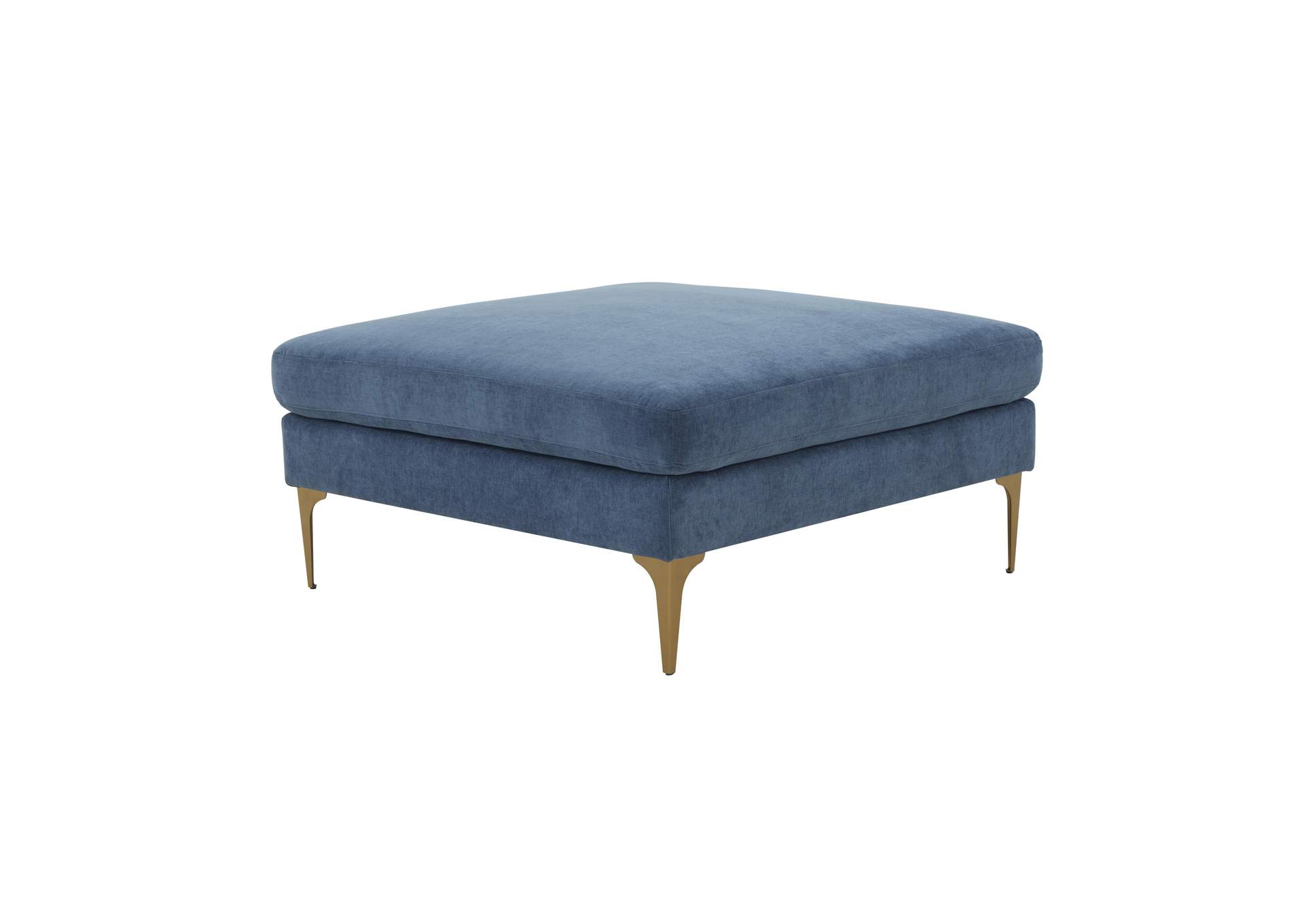 Serena Blue Velvet Ottoman image 1