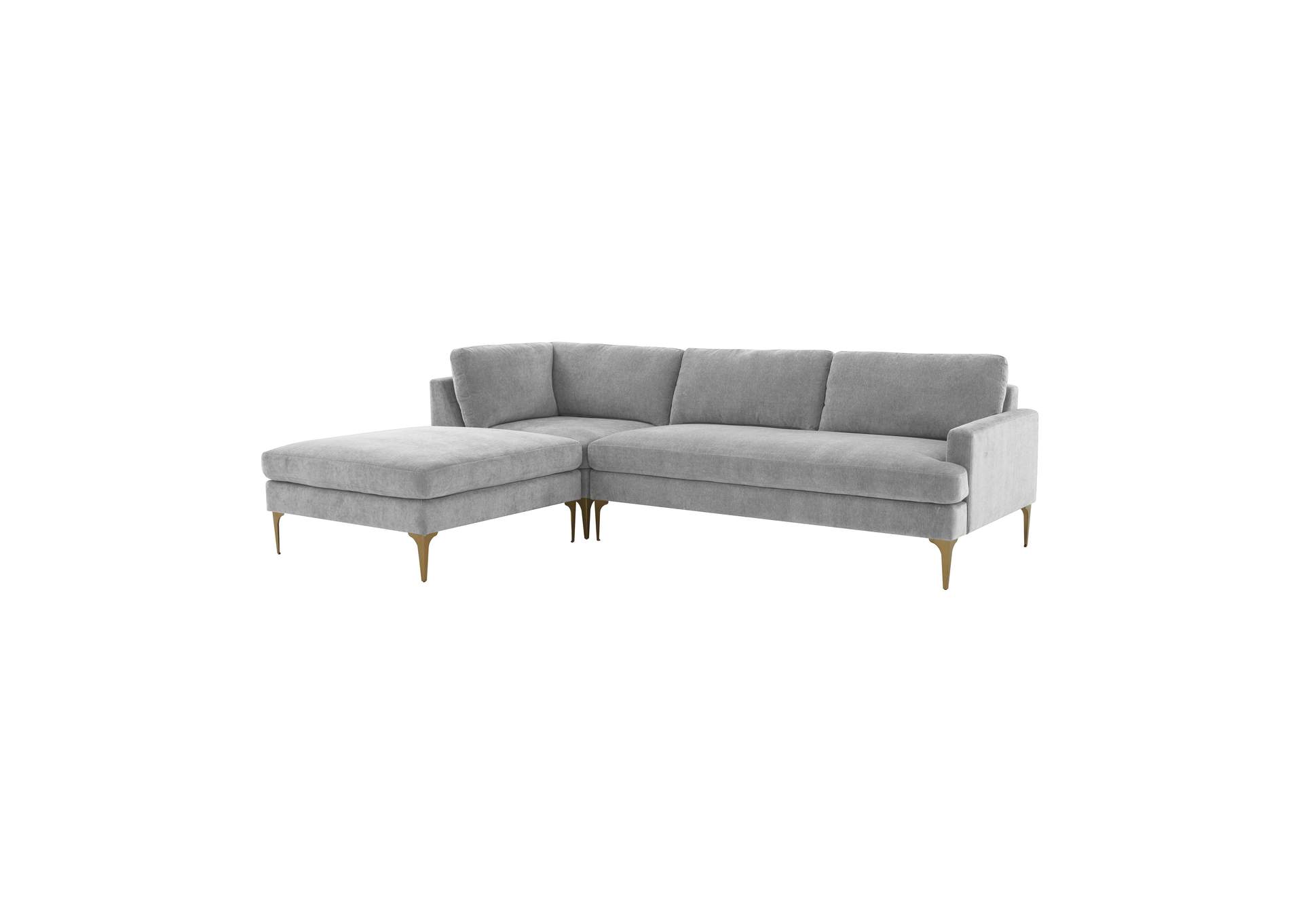Serena Gray Velvet Left Facing Chaise Sectional image 1
