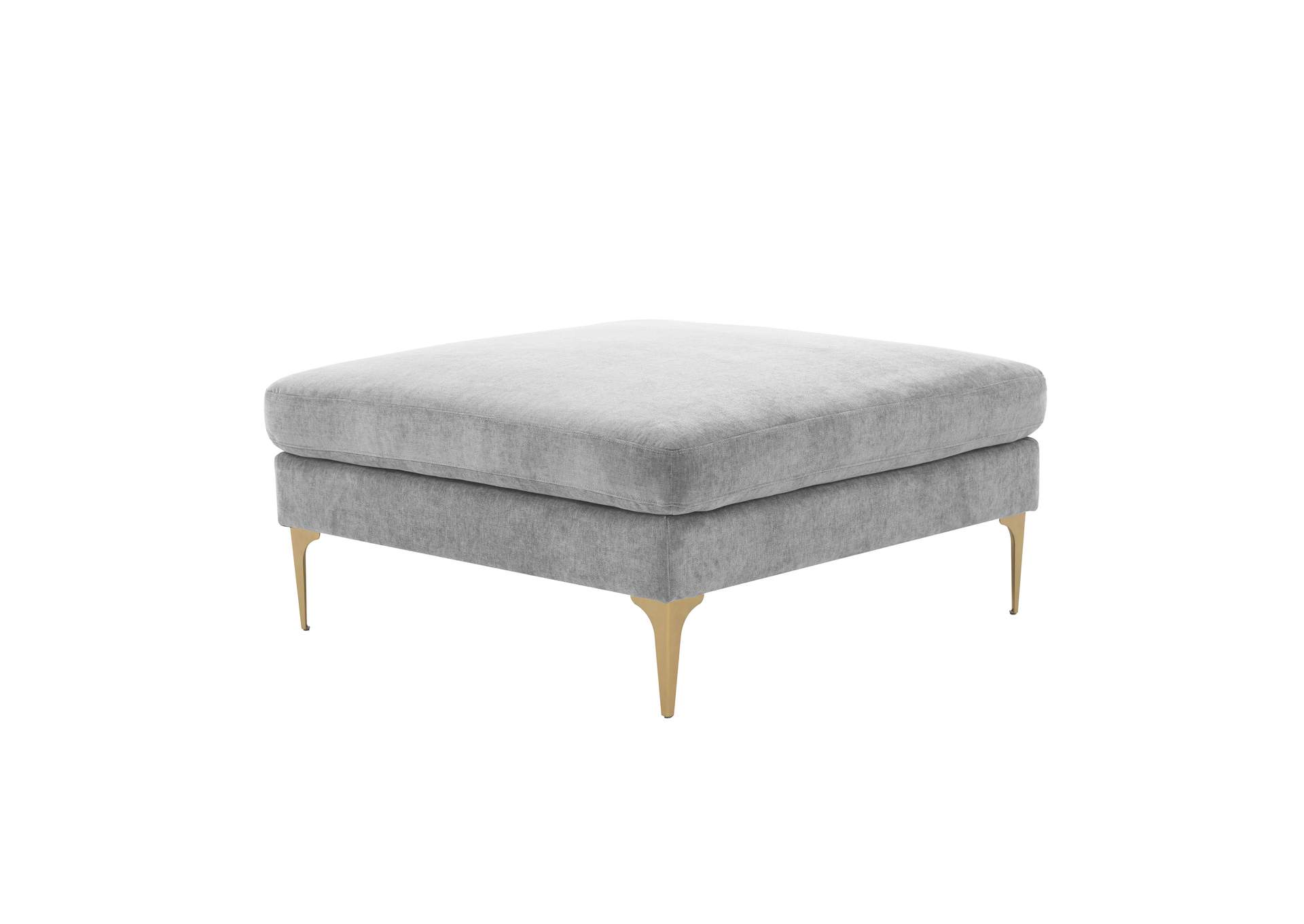 Serena Gray Velvet Ottoman image 1