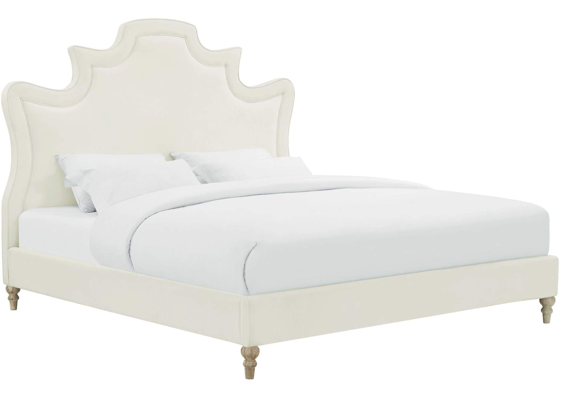Serenity Cream Velvet King Bed image 1