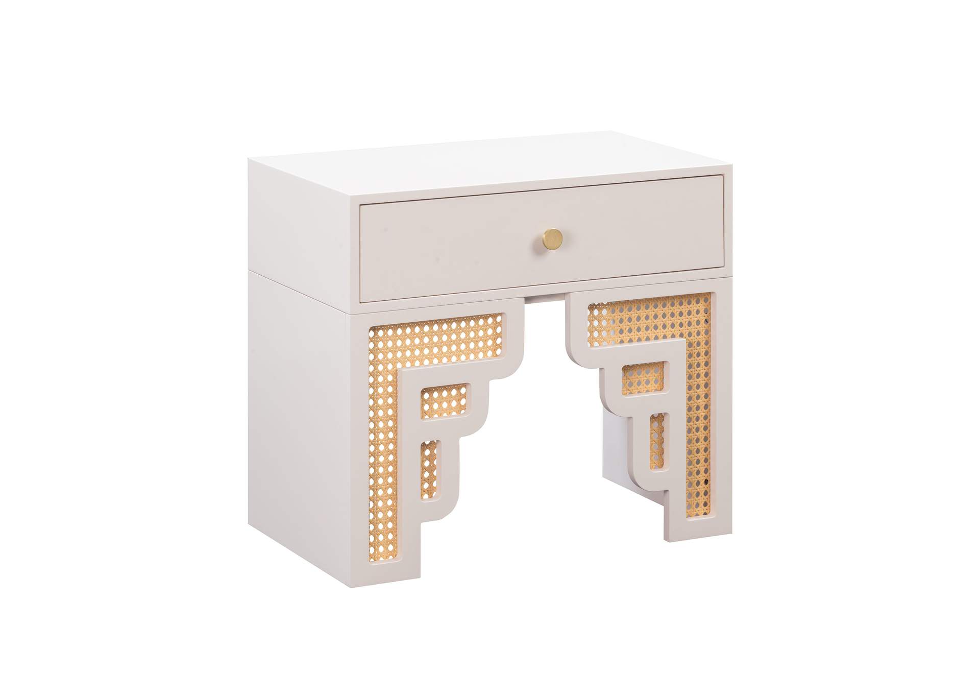Suzie Cream and Rattan Nightstand image 1