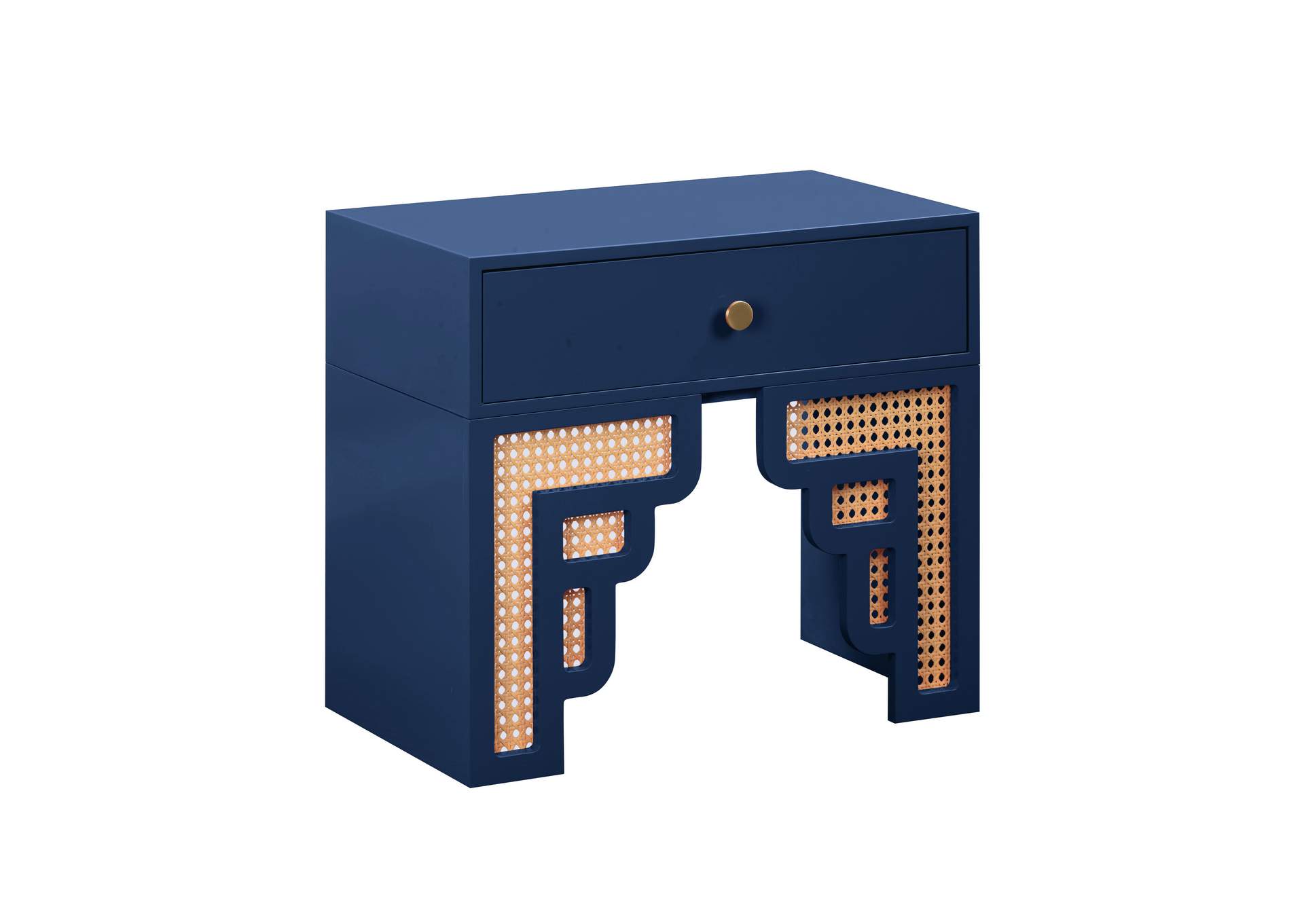 Suzie Navy and Rattan Nightstand image 1