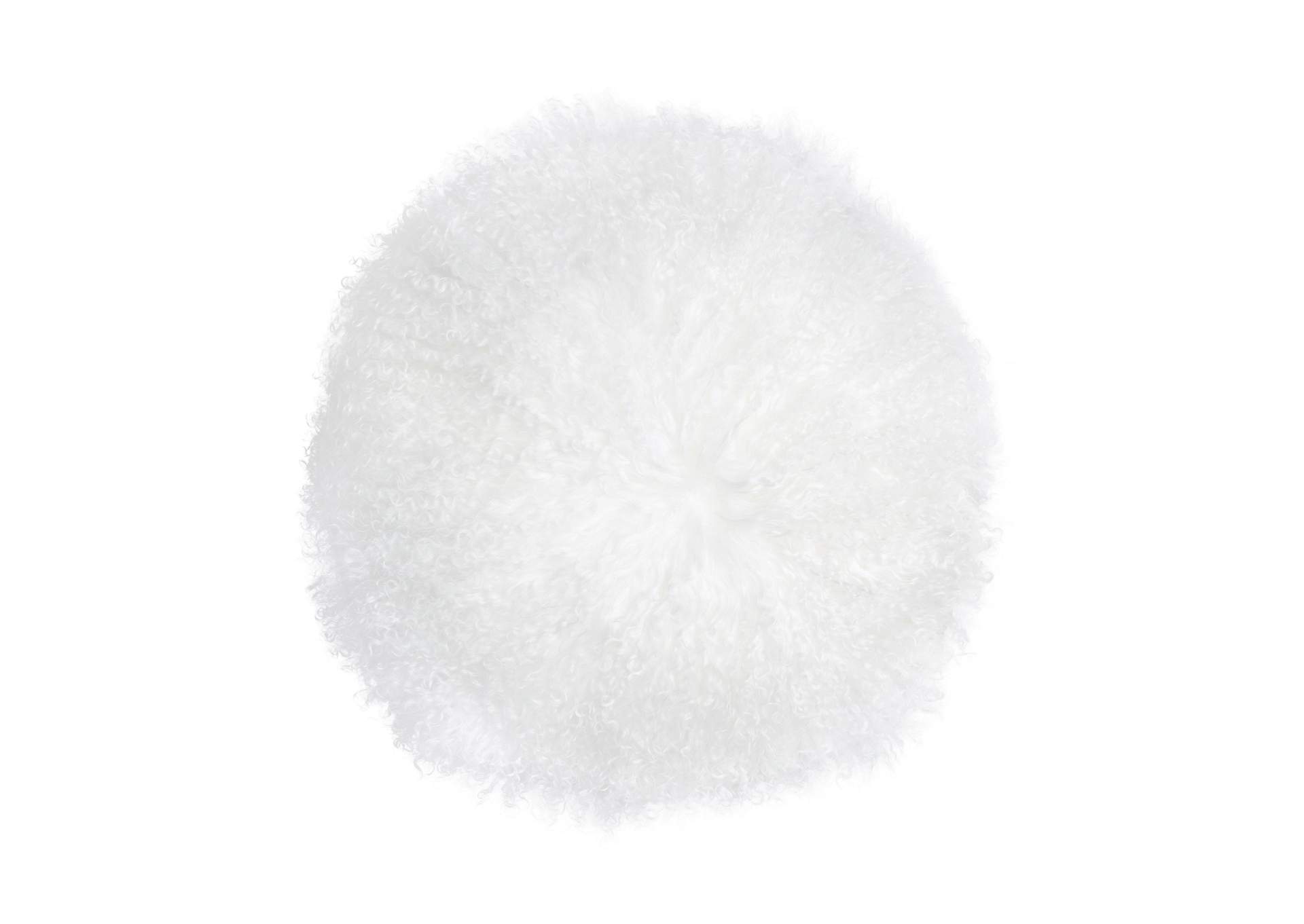 New Zealand White Sheepskin 16 Inch Round Pillow image 1