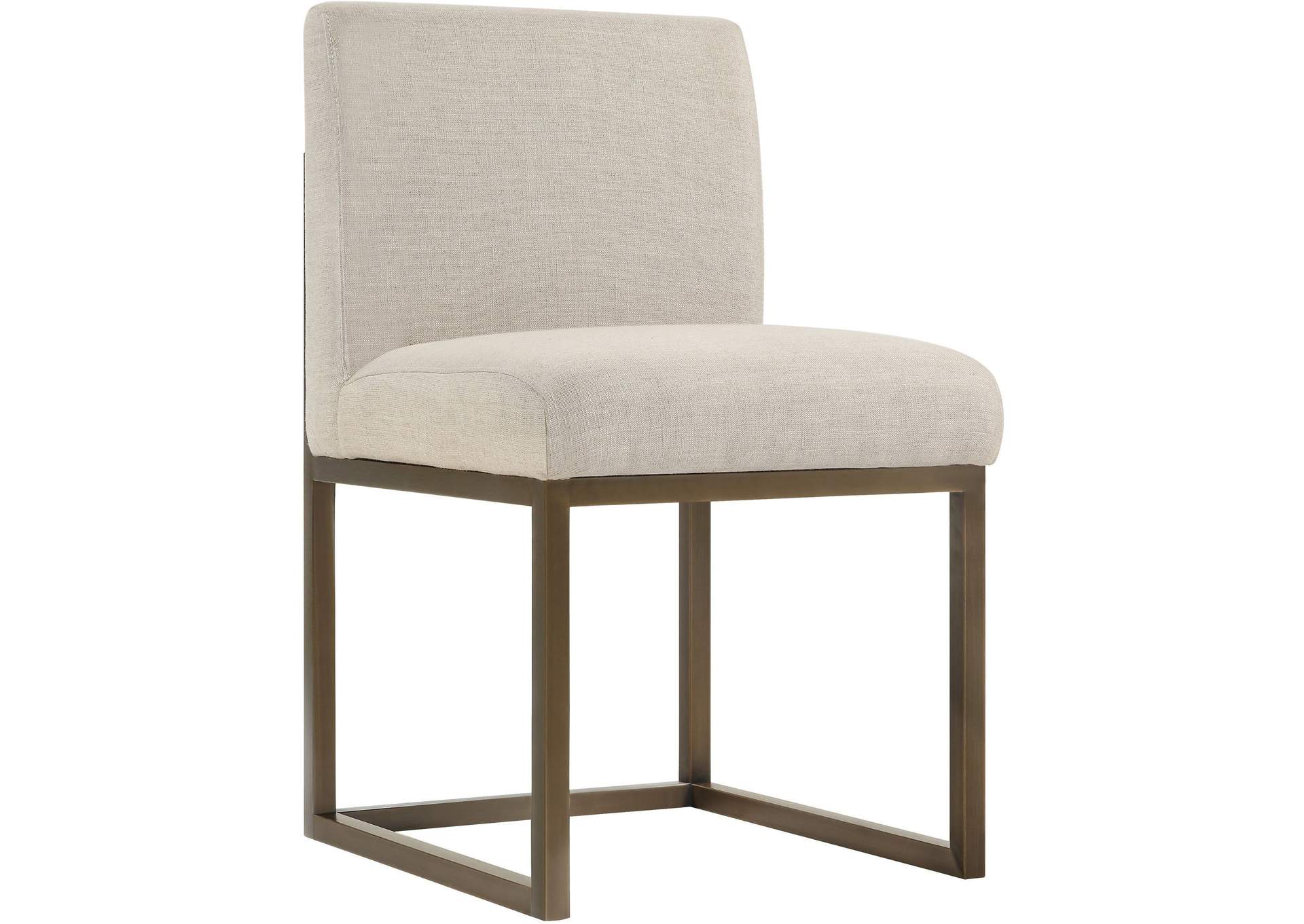 Haute Beige Linen Chair in Brass image 1