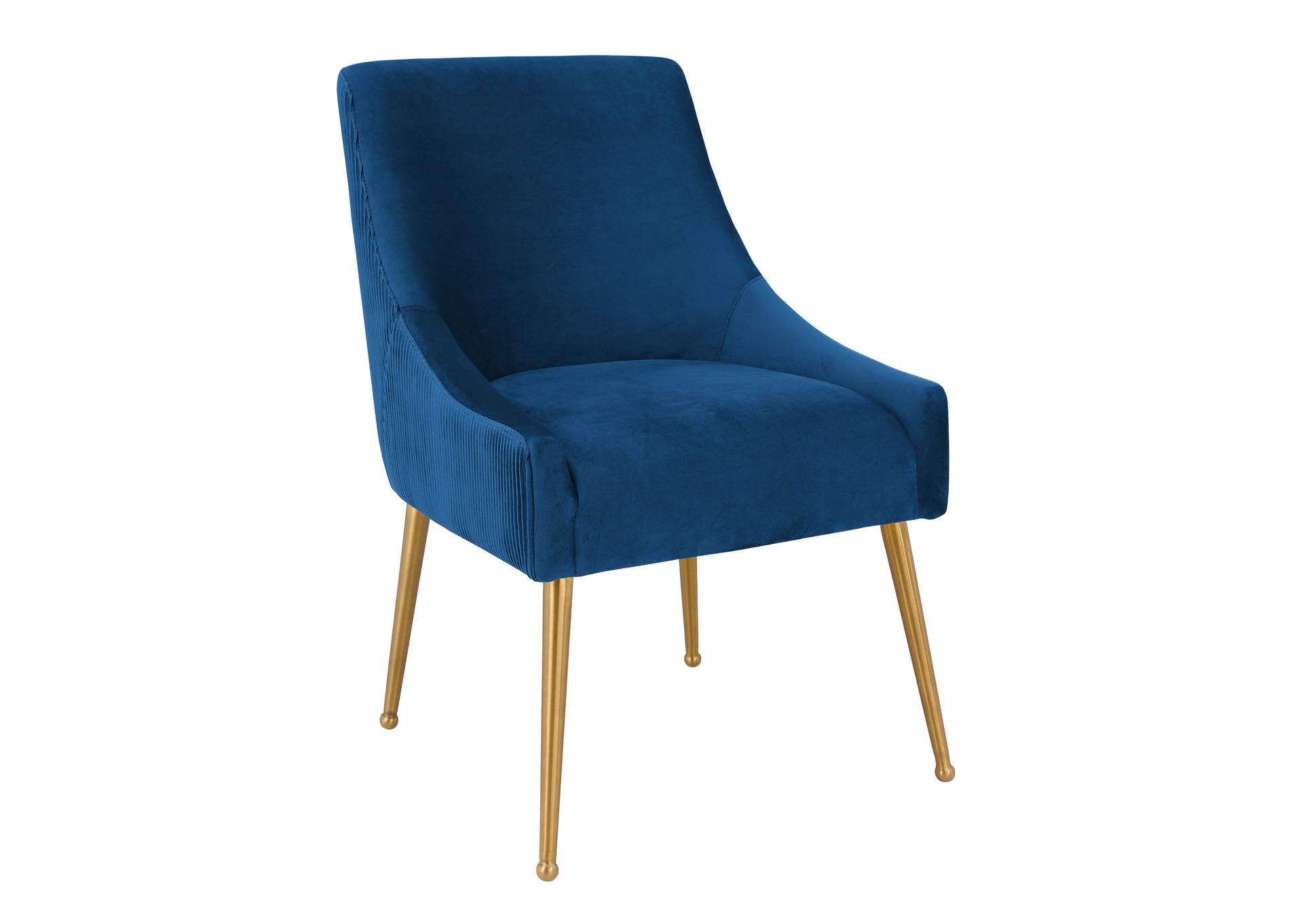 Beatrix Pleated Navy Velvet Side Chair image 1
