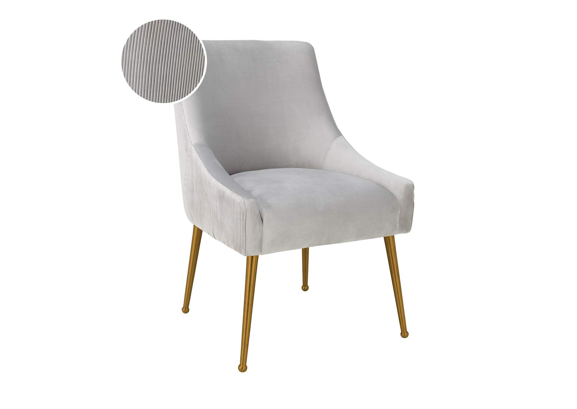 Beatrix Pleated Light Grey Velvet Side Chair image 1