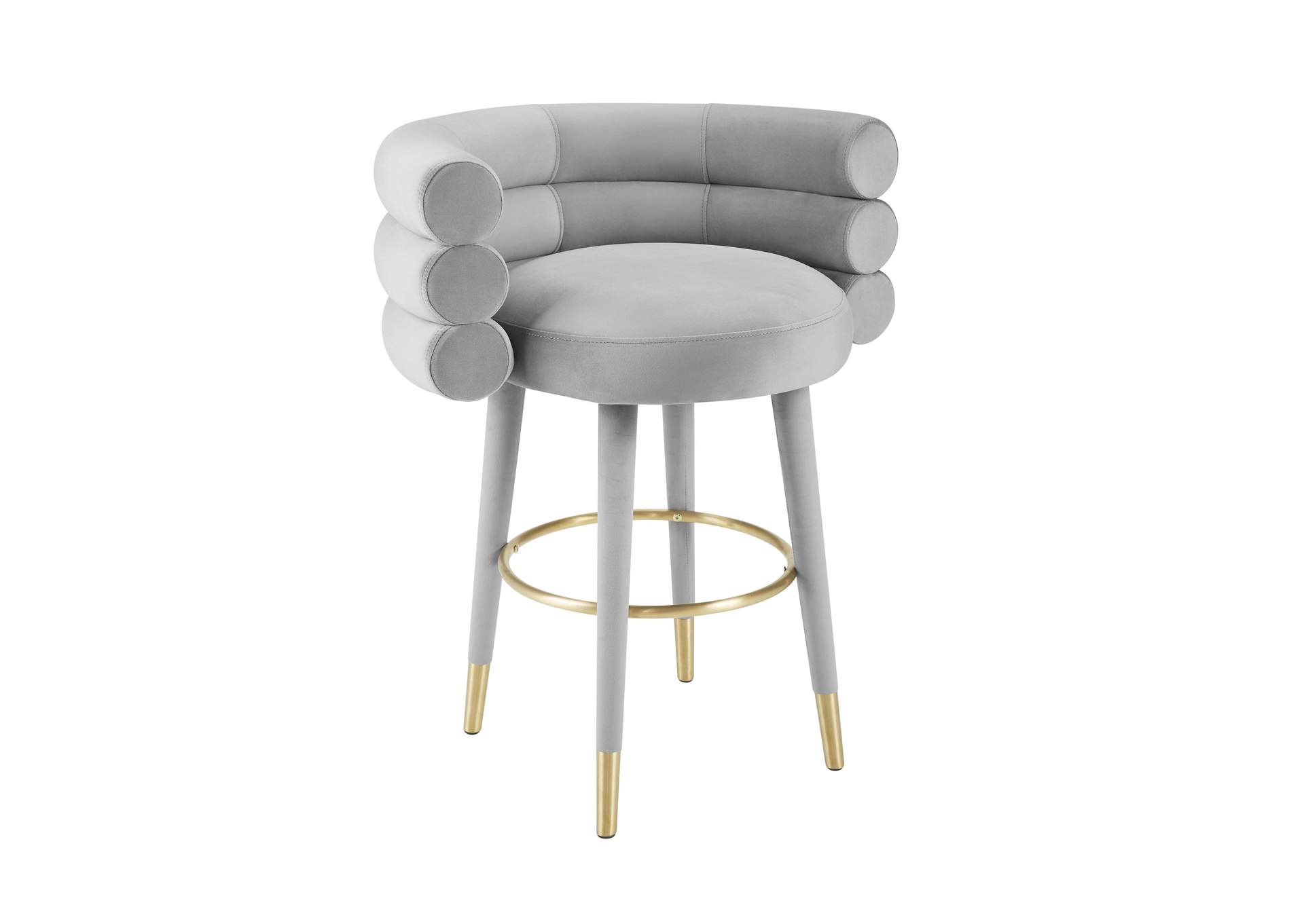 Betty Grey Velvet Counter Stool image 1